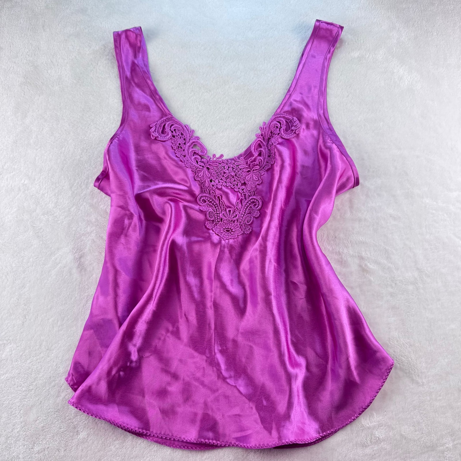VTG California Dynasty Fuchsia Satin Lace Camisole | Barbiecore | FAIRY