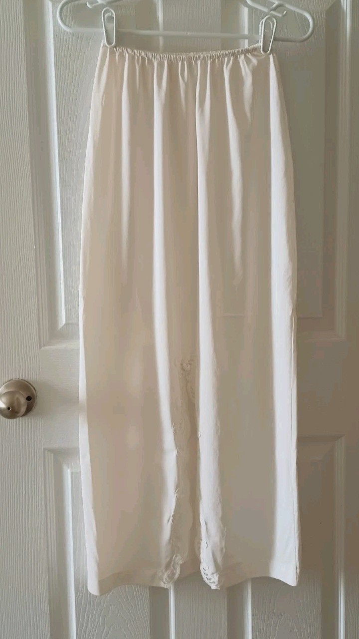 Vintage Sears Formal Half Slip Ivory 27-29 Waist Length 36 In Slit Lace Accent
