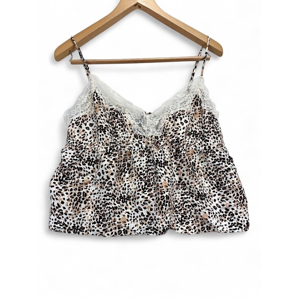 Aerie Leopard Lace Cami Tank Top S Tie-Back Adjustable Straps