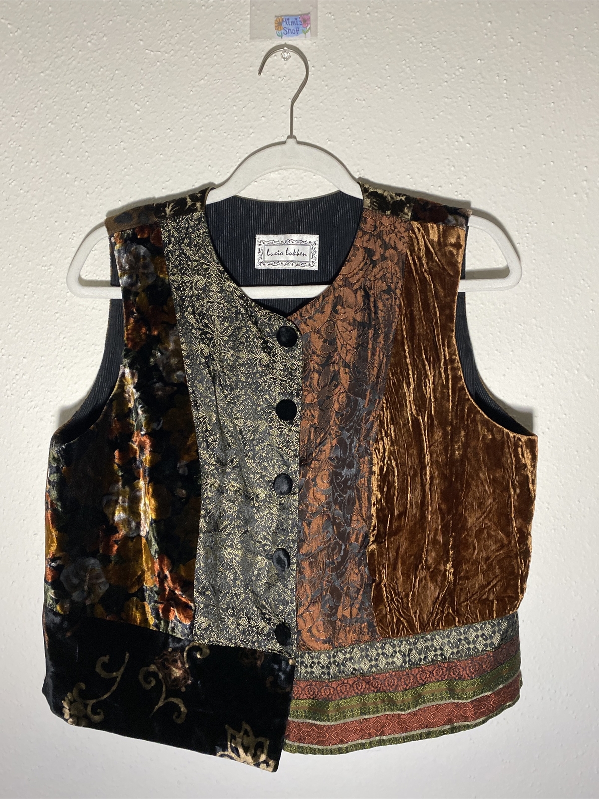 Lucia Lukken Multicolor Patchwork Velvet Vest Size Unknown See Description
