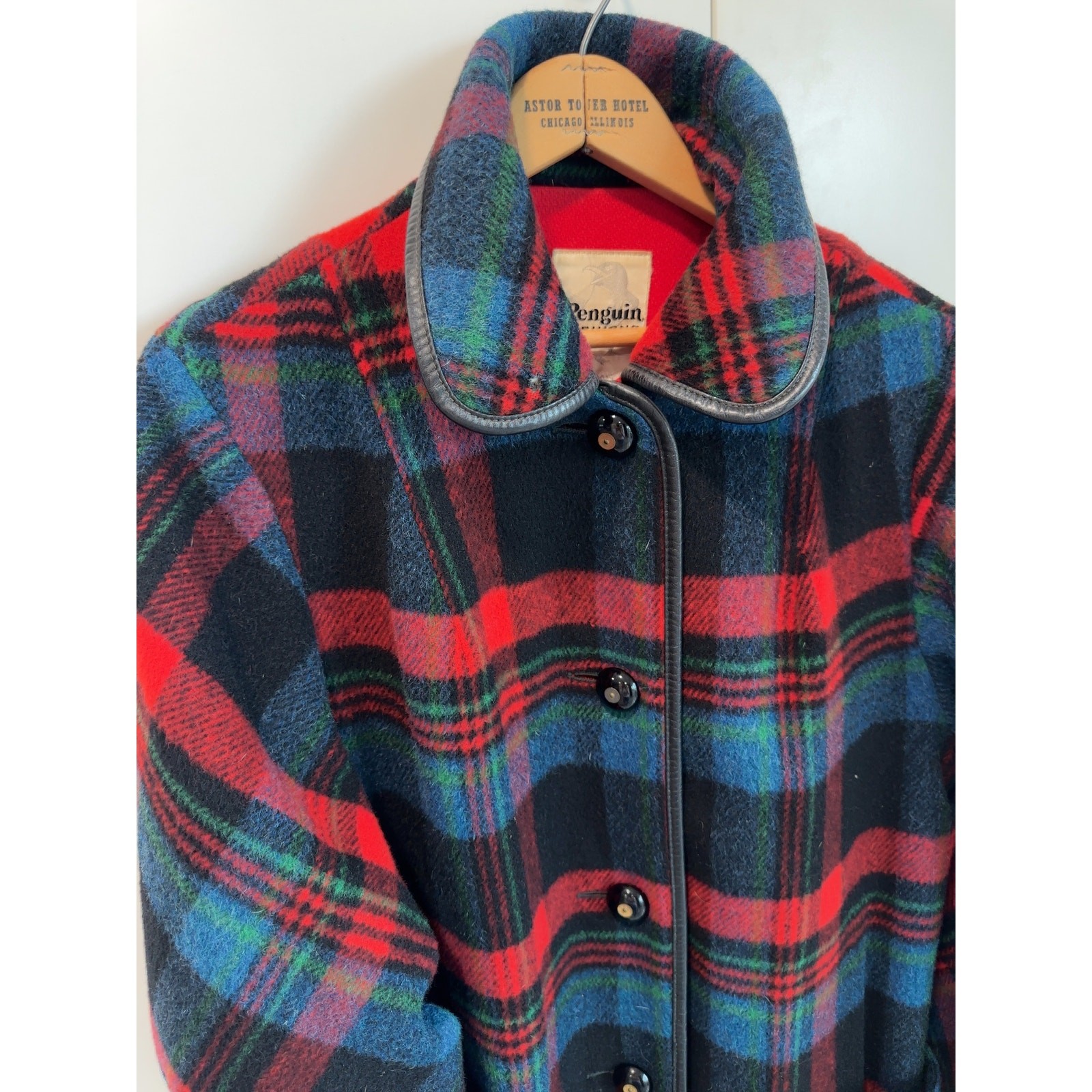 Womens Wool Plaid Coat M Made USA Equestrian Country Side Classic Mod Preppy