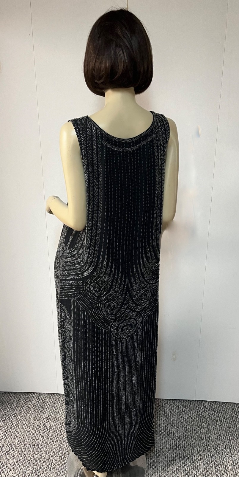 Vintage J Peterman 1920s Style Art Deco Beaded Silk Fever Dress Size 8 Bust 36-7