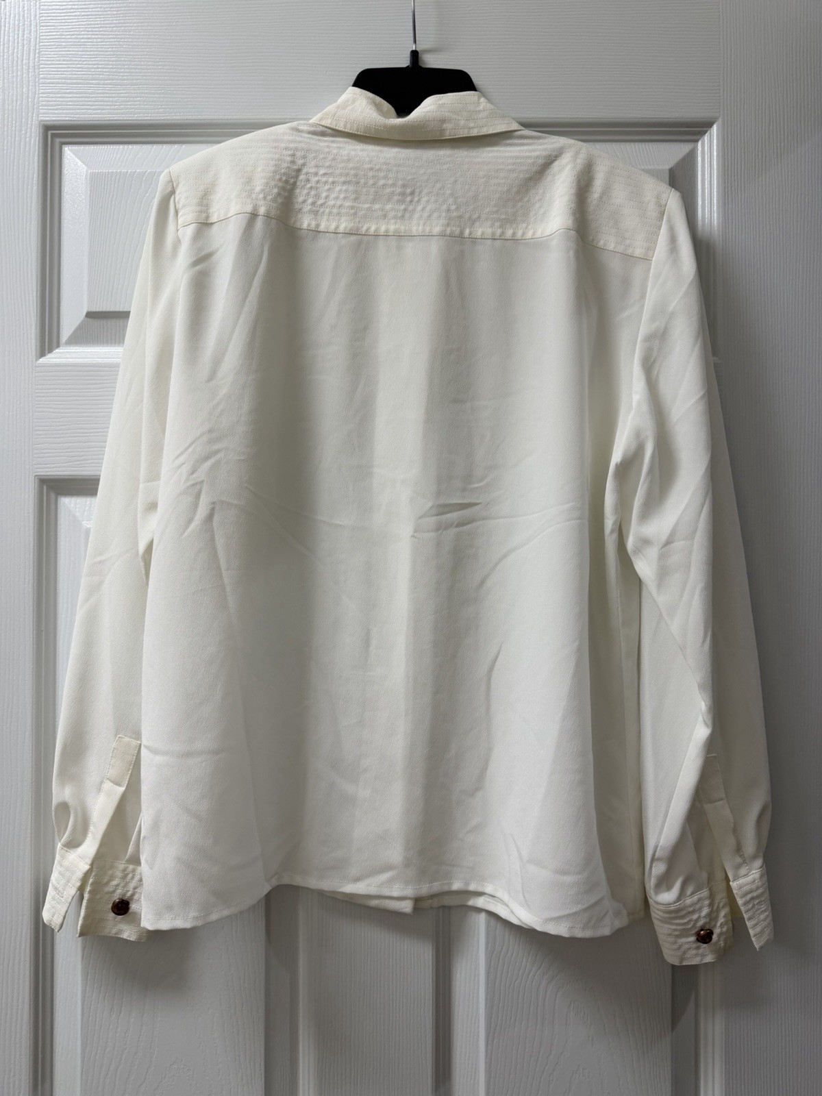 Vintage Jaqueline Ferrar Polyester Blouse In Cream/off-white- Size 8