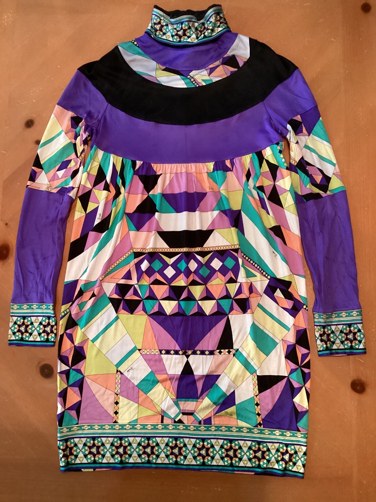 VINTAGE EMILIO PUCCI / ITALY SZ 36 / 8 US SIGNATURE SILK DRESS **GOOD W/ FLAW**