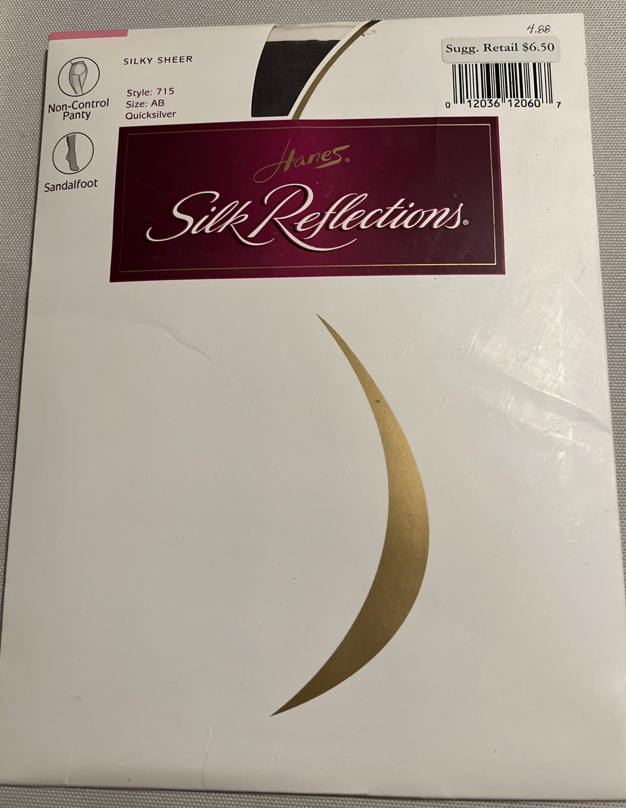 Hanes Silk Reflections Vintage Pantyhose Sheer Collection 2000 Sandalfoot 715 AB