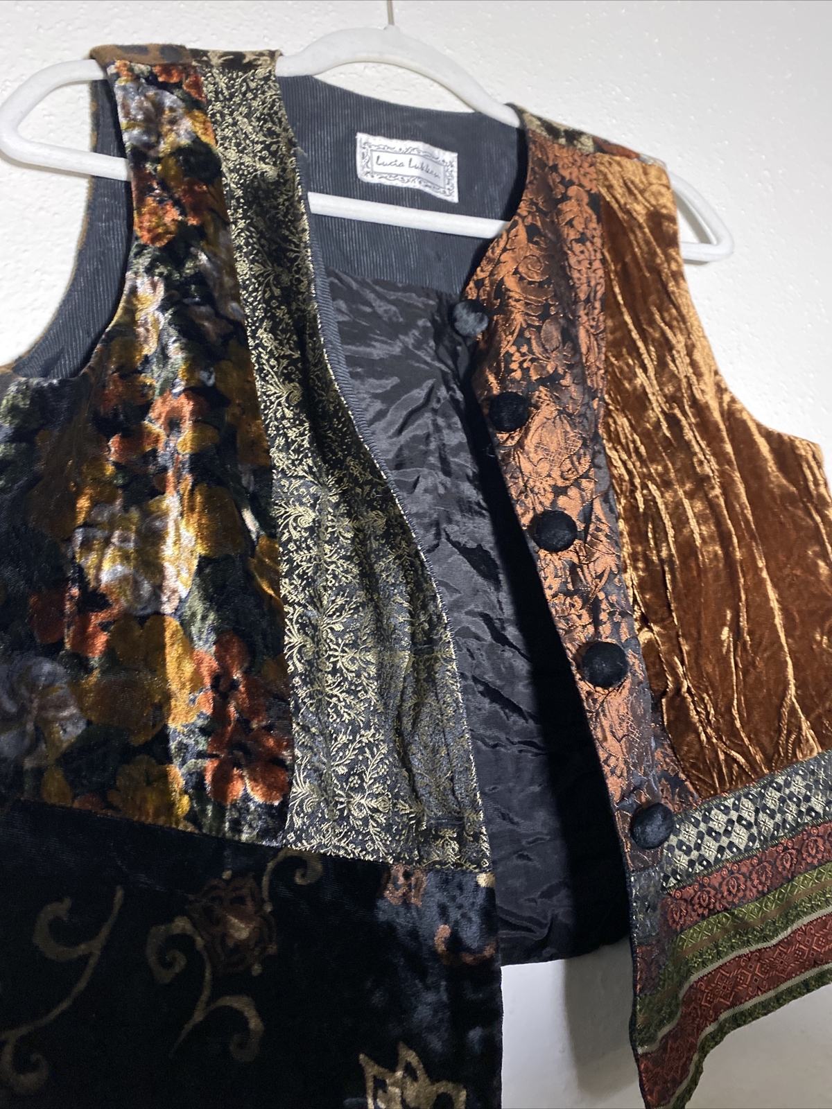 Lucia Lukken Multicolor Patchwork Velvet Vest Size Unknown See Description