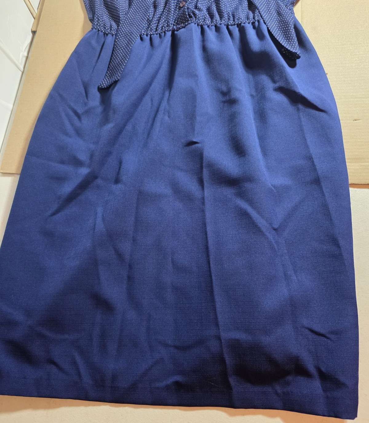 vtg union made ILGWU dress button polka dot top with tie neck USA size 20 1/2