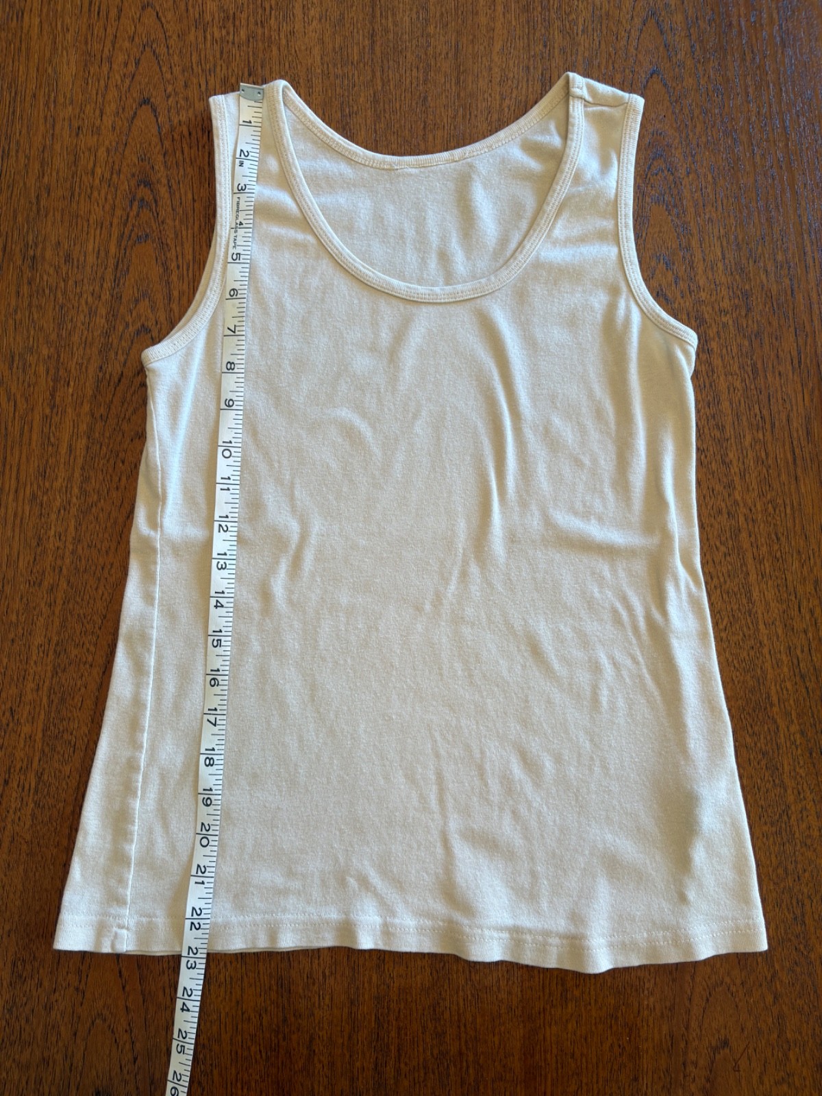 Vintage 80s 90s Thin Natural Cream Cotton Tank Top Blank S/M Minimalist Prarie
