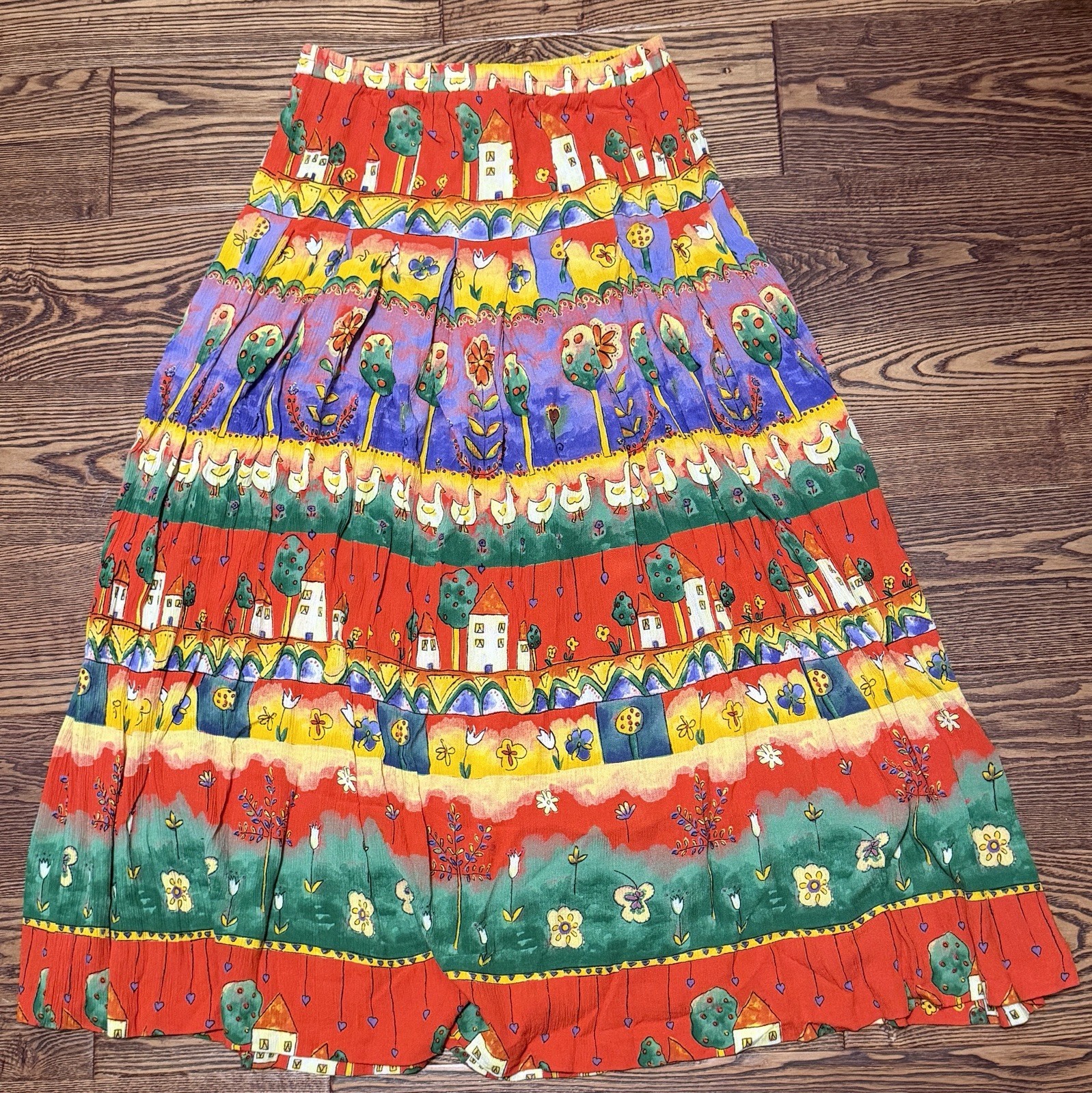 Vintage Howard Wolf Maxi Skirt Boho Teacher Cottagecore Flowy Artsy (26×34.5)