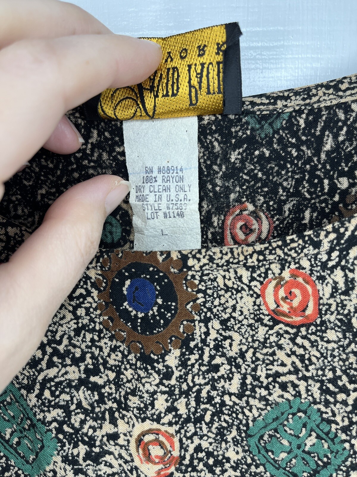 Vintage David Paul New York 90s Blouse Floral Womens Size Large Shoulder Pads