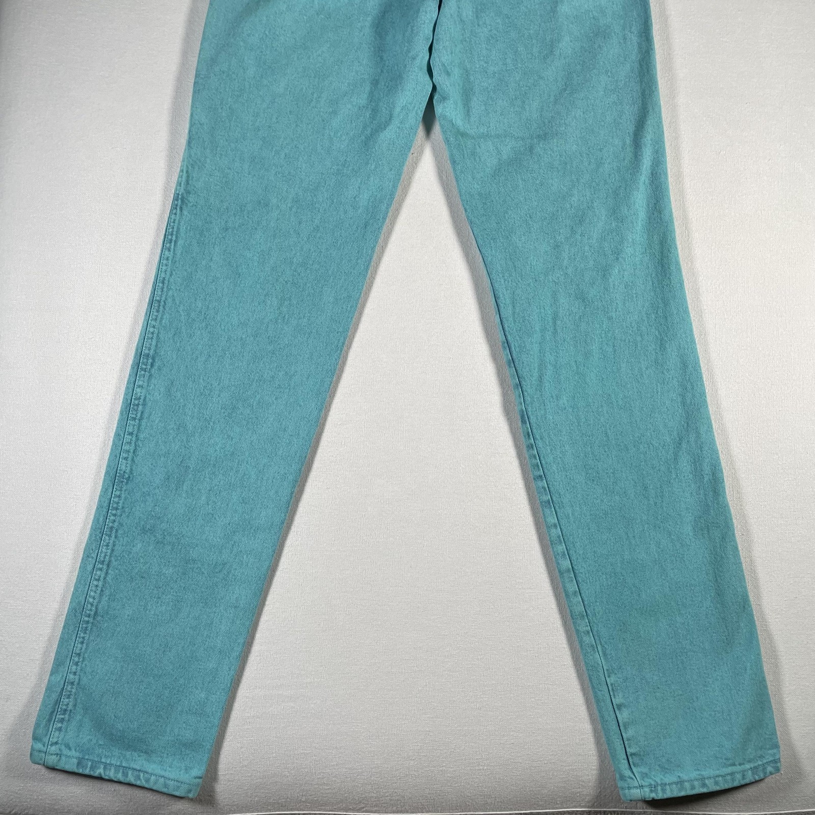 Wrangler Jeans Womens 25×36 High Rise Aqua Blue Straight Denim Made USA MA201-04