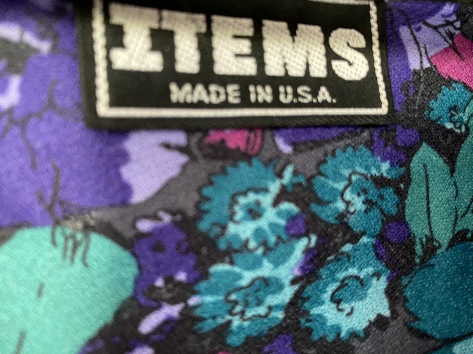 Vtg 80s Items Brand Polyester Belted Dress W/Pockets Sz 12 Floral Purple Teal