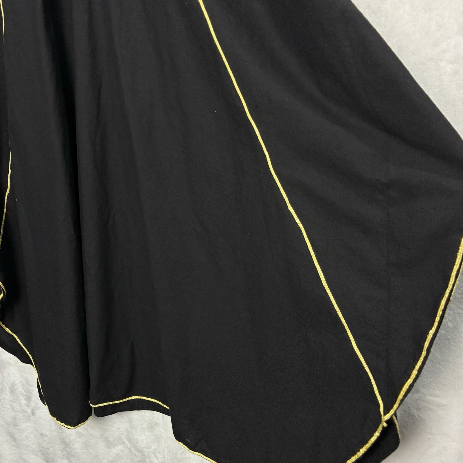 Vintage J Peterman Morocco Hand-Embroidered Caftan Maxi Black Yellow Cotton OSFA