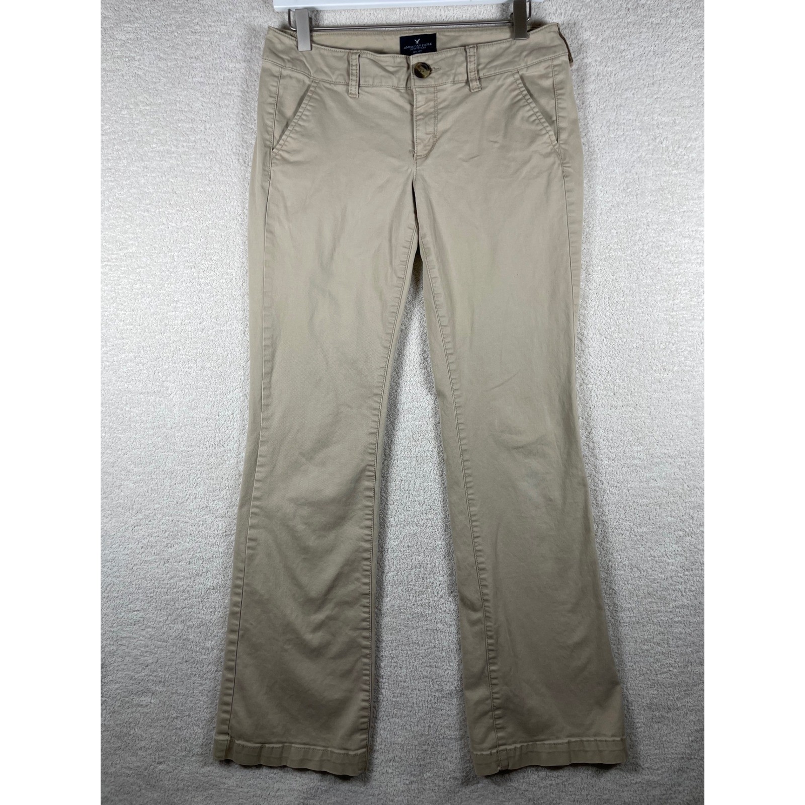 Y2K american eagle low rise kick boot cut stretch khakis sz 4 preppy millennial