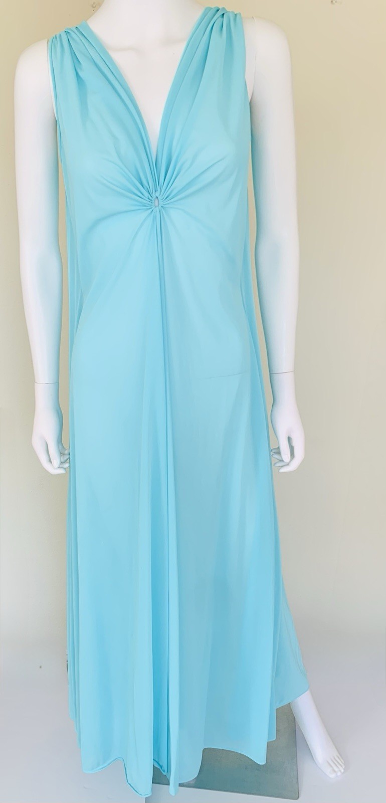 LUCIE ANN vintage 1960s 70s Gold Label KEYHOLE Maxi Dress Nightgown Gown blue S