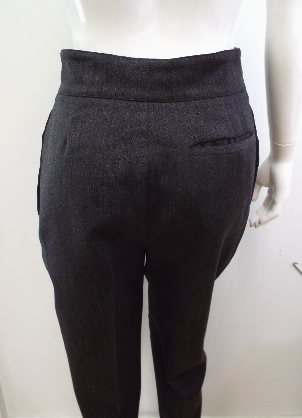Vintage 1980s Claude Montana Gray Wool Pant Suit Jacket Blazer Shoulder Pads SM