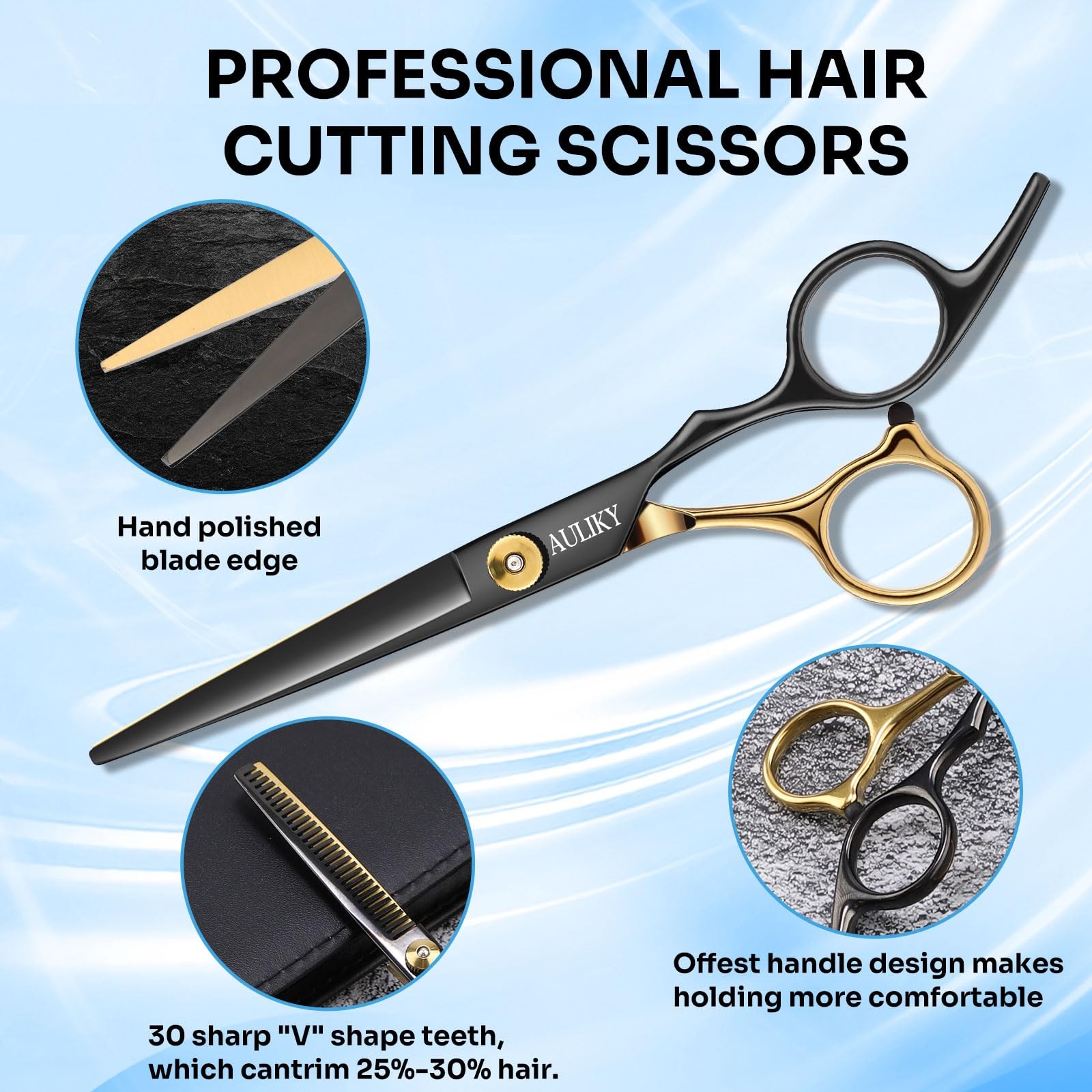 Hair Cutting Scissors Shears Kits 15 Pcs Professional Stainless Steel Hairdressi