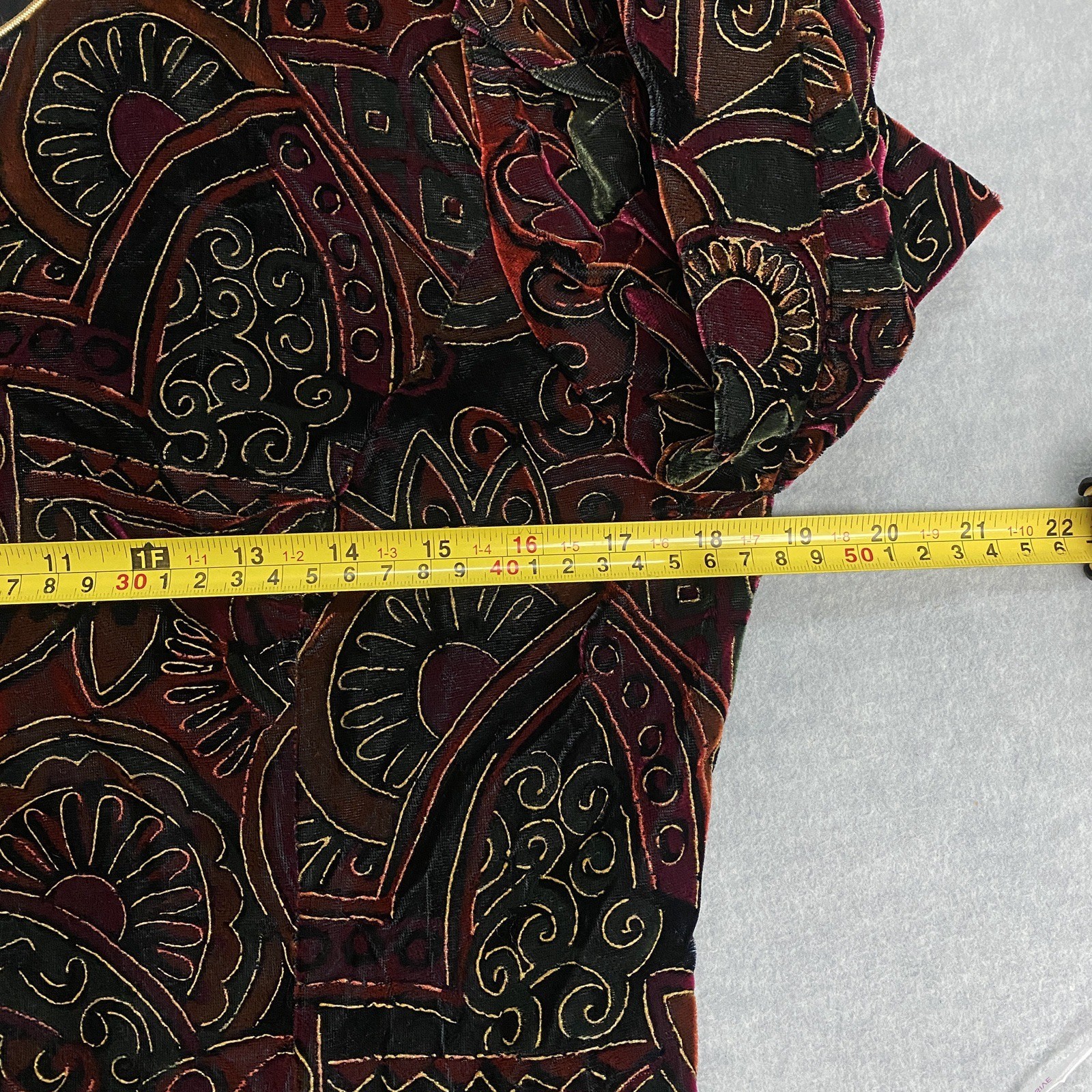 Vintage Another Thyme Medium Velvet Floral Button Up Jacket Blazer Old Money