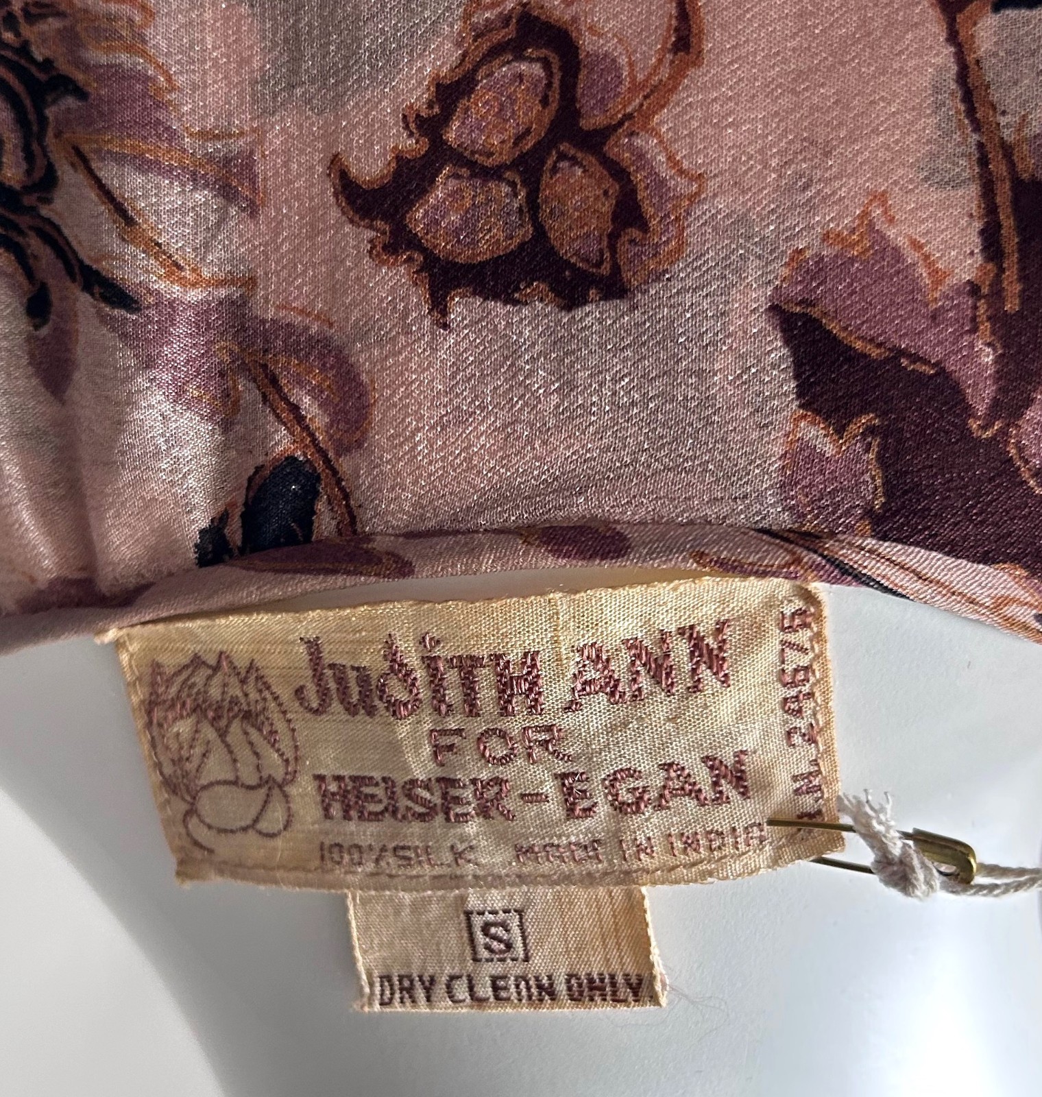 Vintage Judith Ann for Heiser-Egan Vintage Sheer India Silk Dress sz S M 1970s