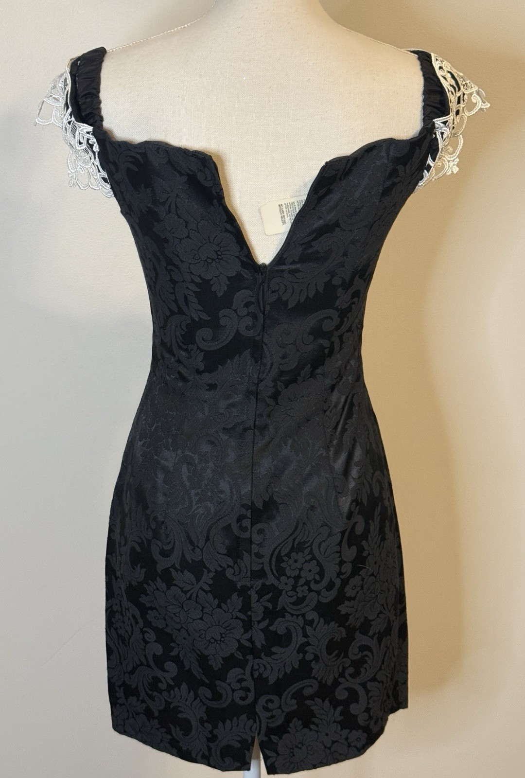 NWT Gunne Sax Dress VTG Black Short Jacquard Flower Lace Cocktail SZ 5/6