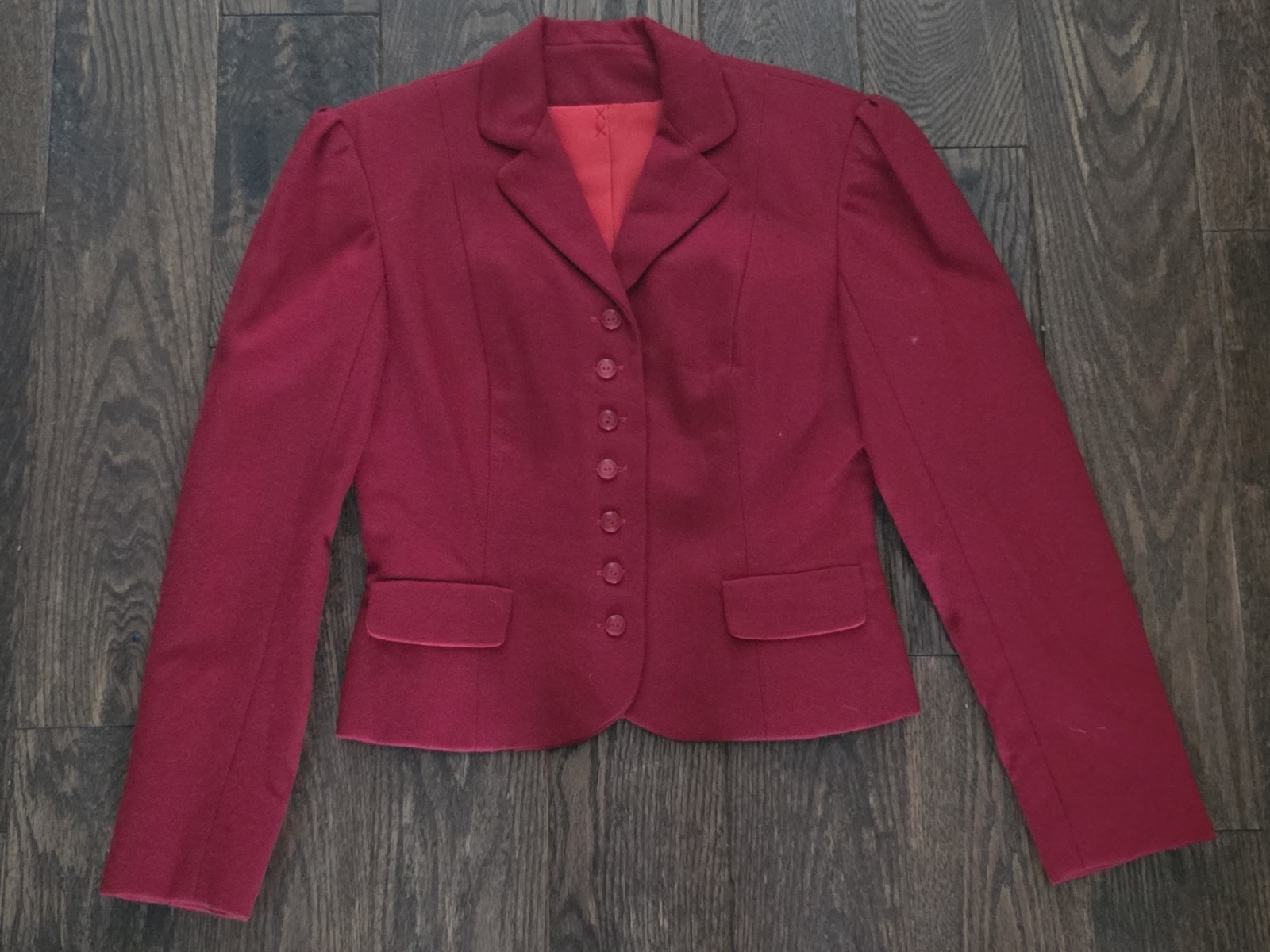 Vintage 1940s 1950s Red Wool Cropped Blazer Jacket Fitted Nipped Pinup No Label