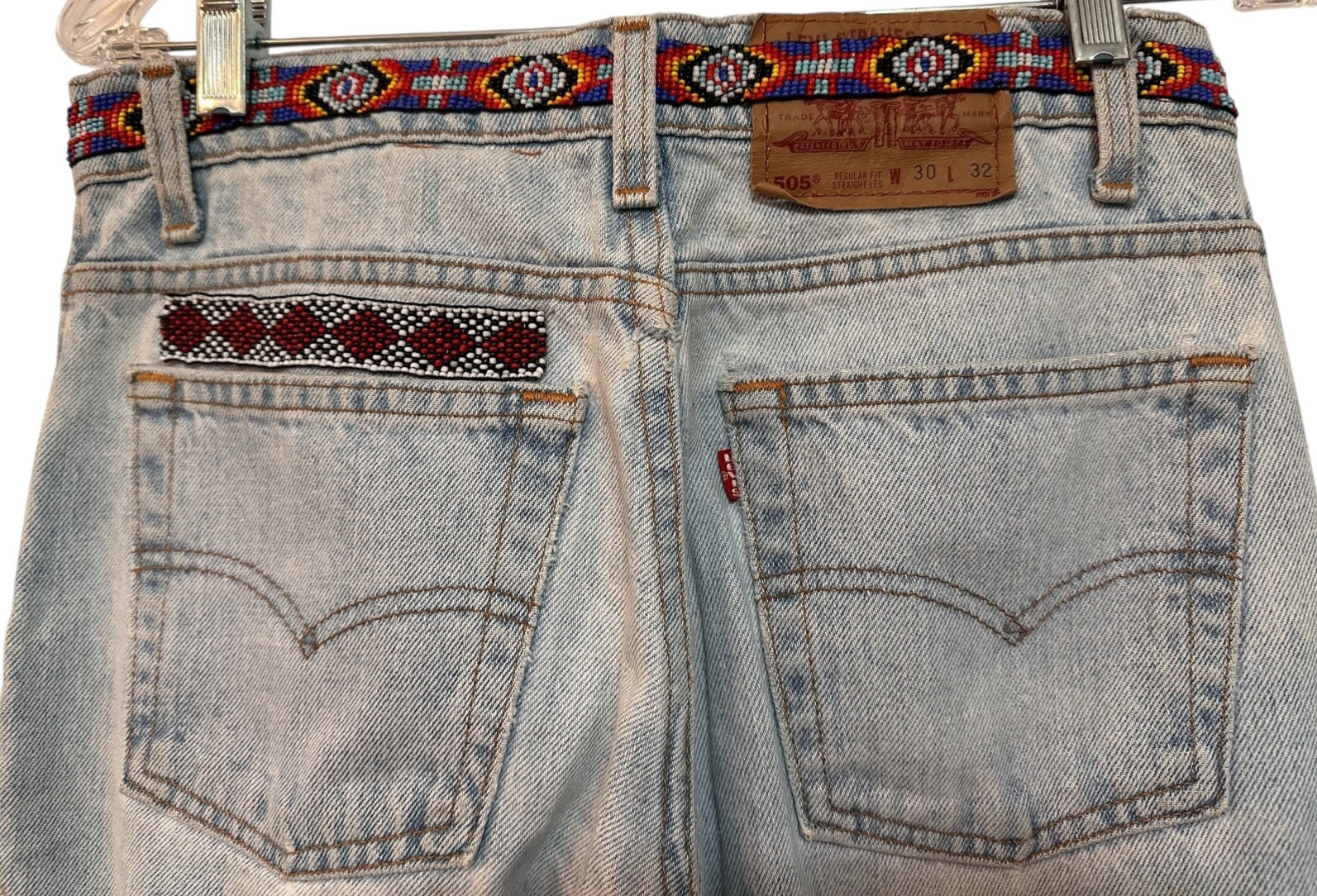 Vintage 1990’s Buzz 18 Beaded Levi’s 505 Jeans Women’s Embellished Upcycled 6 S