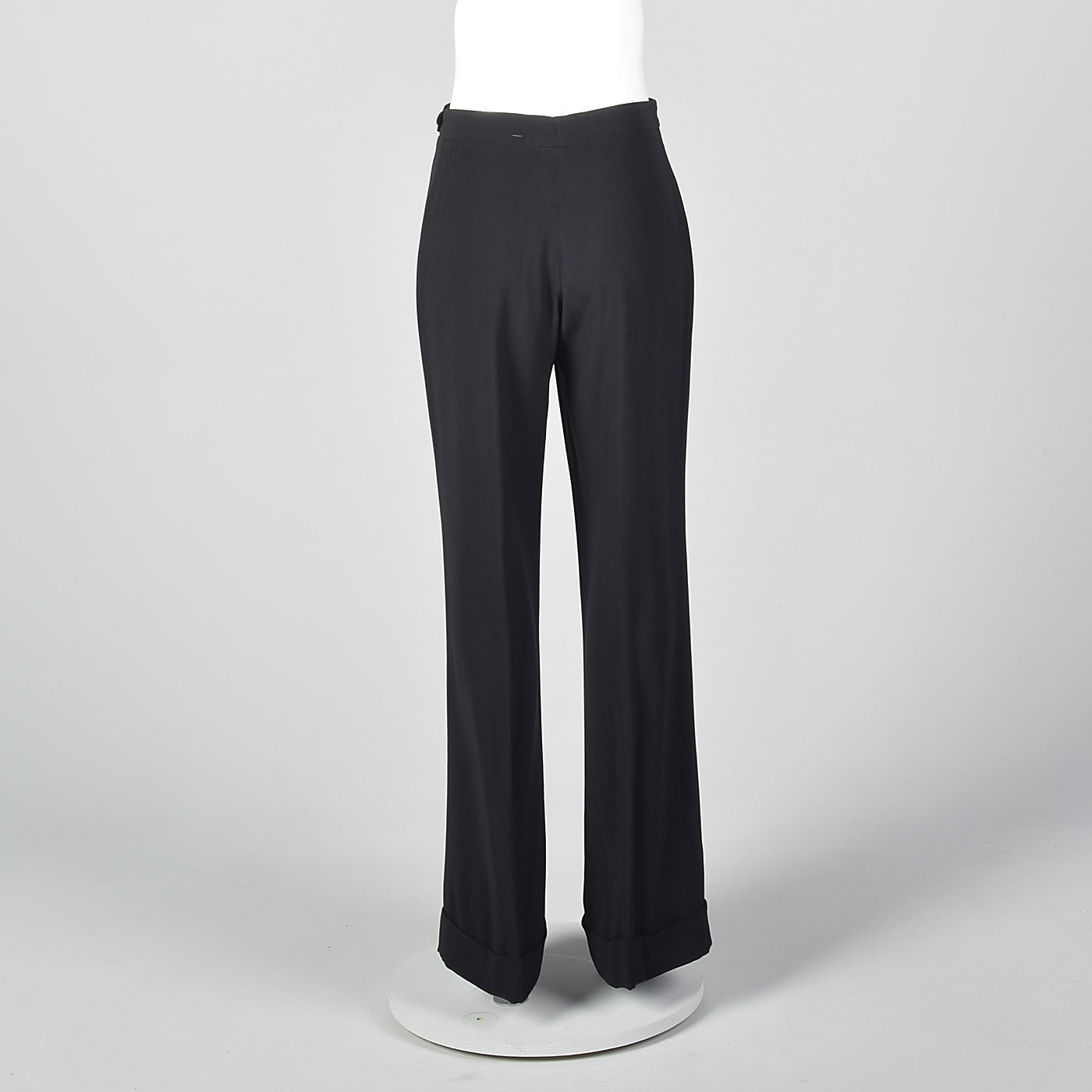 S 2010s Maison Margiela Black Straight Leg Pants Cuffed Hem Trousers Separates