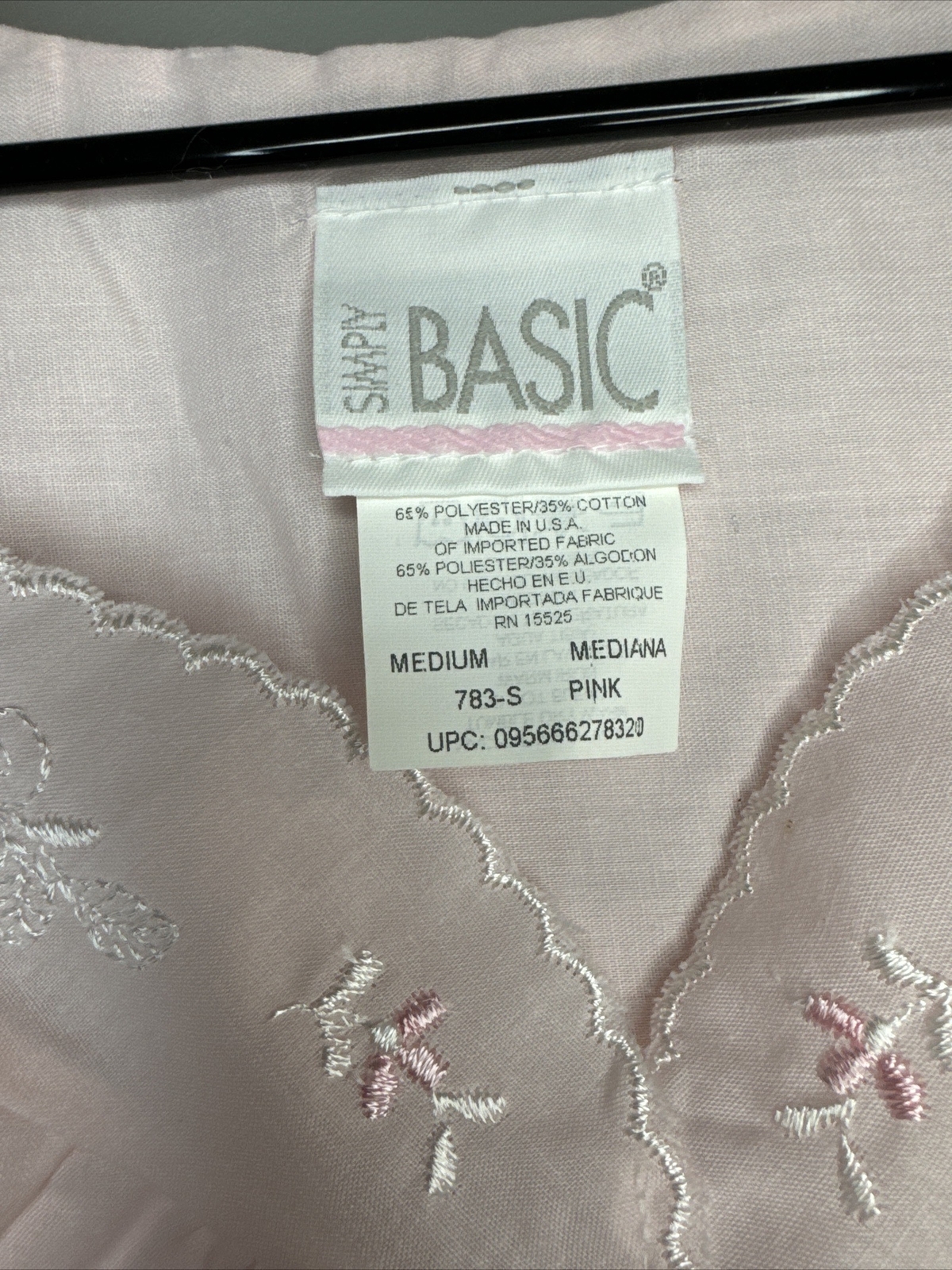 NWT Vintage Simply Basic Light Pink Polyester/Cotton Nightgown Embroidered M USA