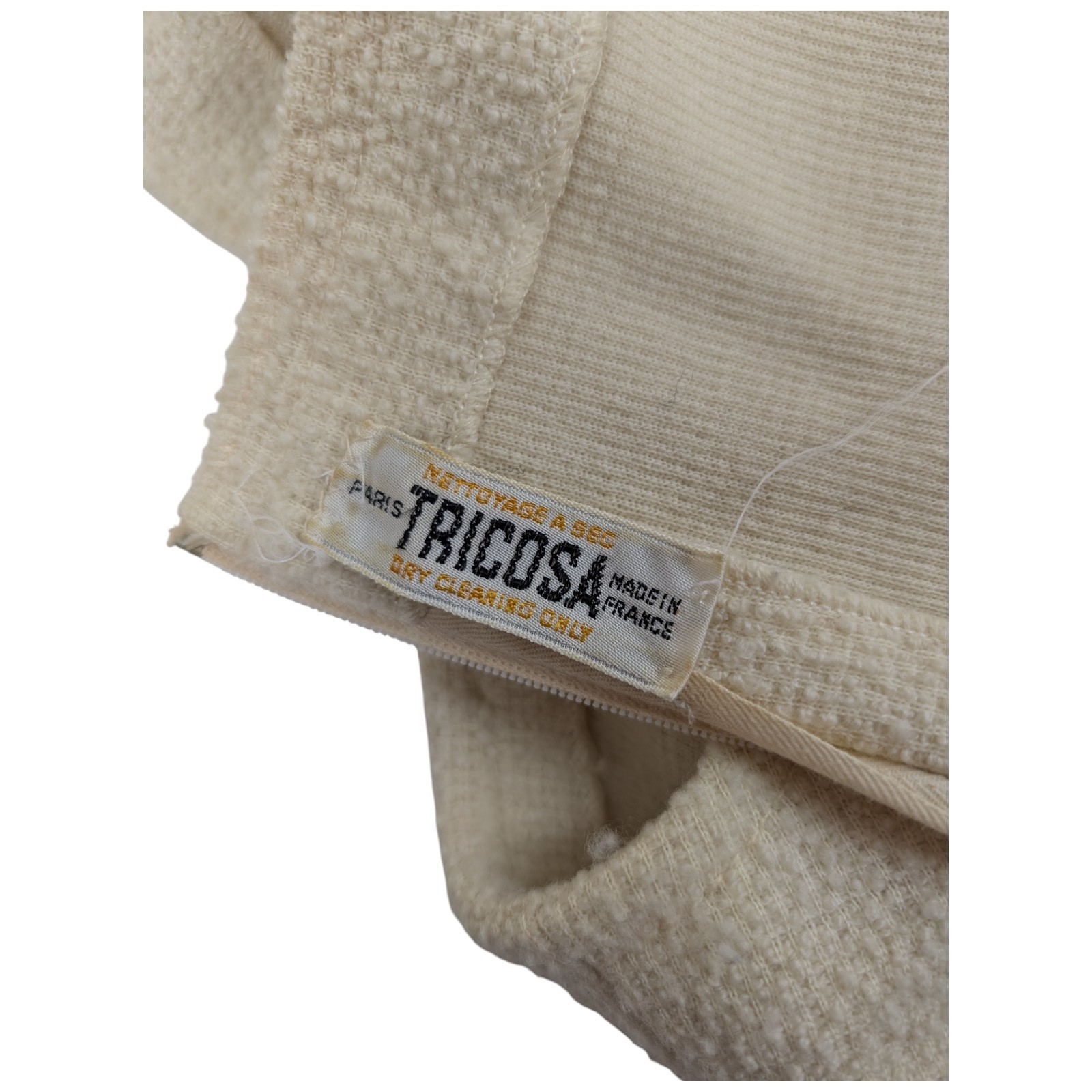 Vintage Tricosa Paris France 1970s Wool Dress & Jacket Cream w/ Faux Fur *READ
