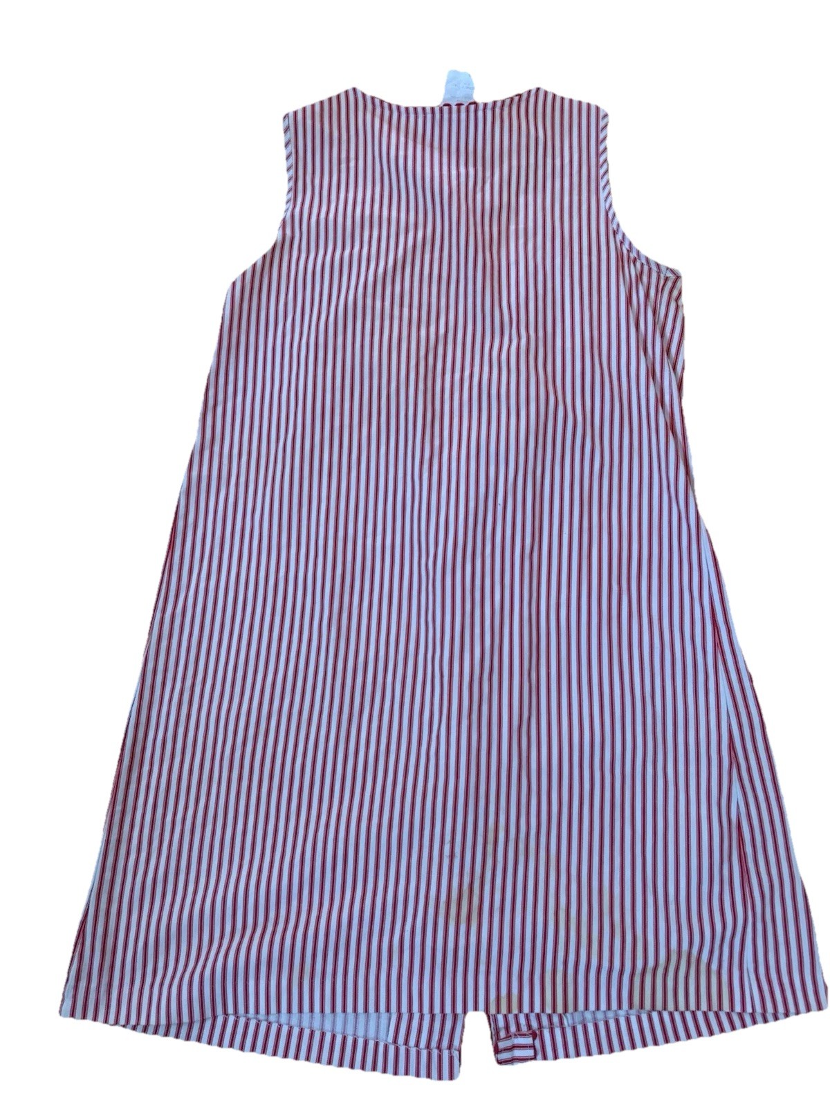 VINTAGE LEISURE LIFE House Dress Grandma Red Stripe Cute Apple Pockets Large