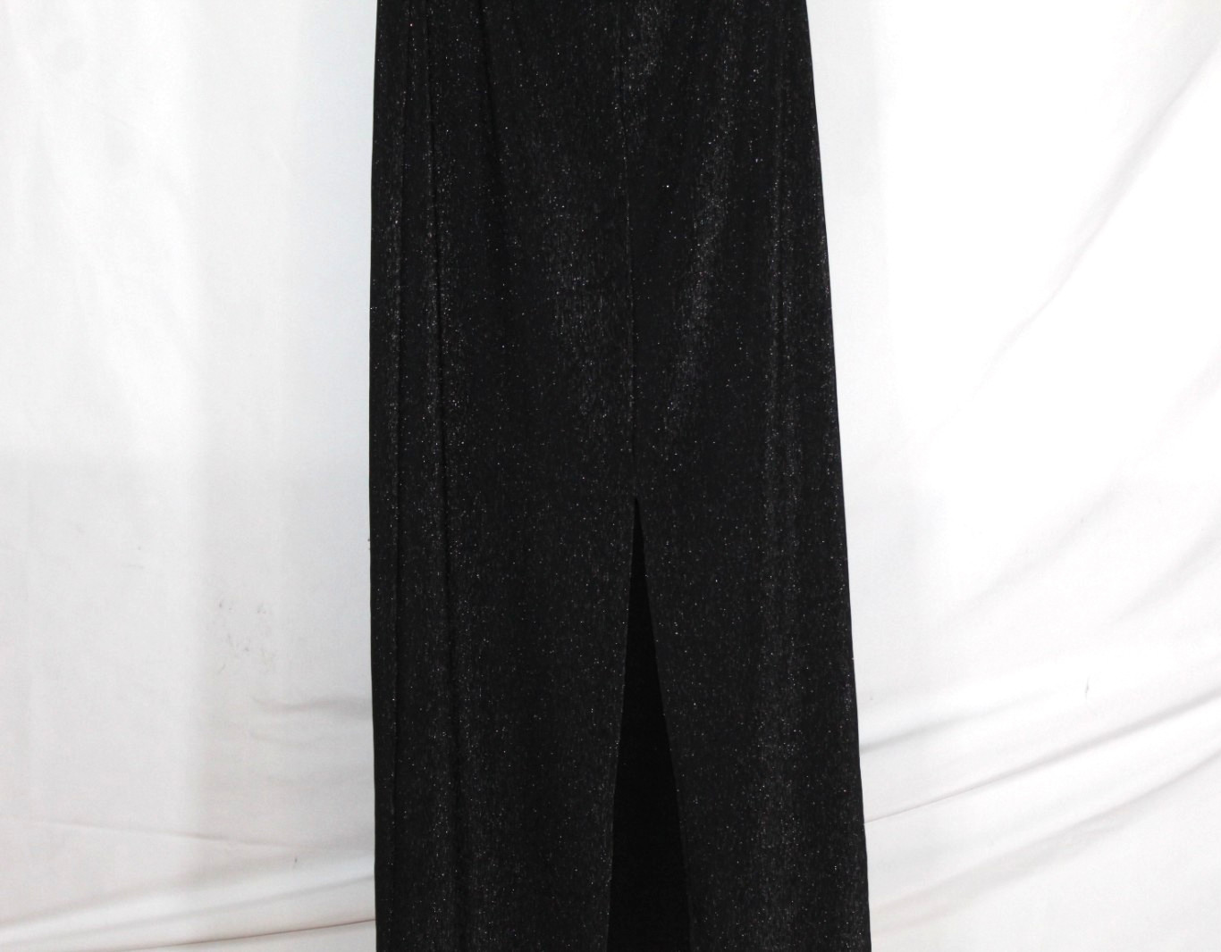 Vintage 90s column dress black metallic long lace up open back leg slit formal