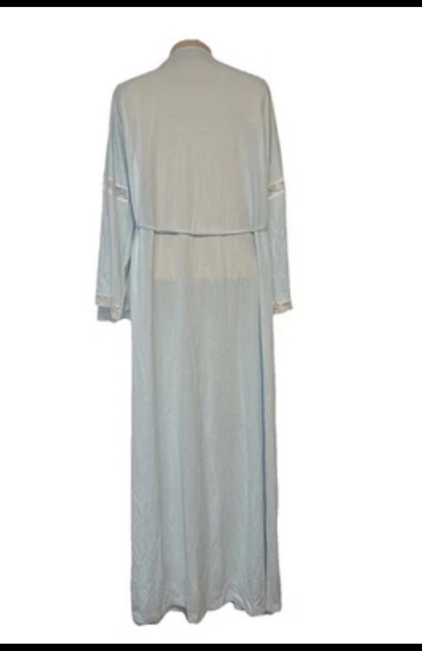 Vintage Dixie Belle Lingerie 70’s Baby Blue Satin Lace House Dress Gown Sexy NWT