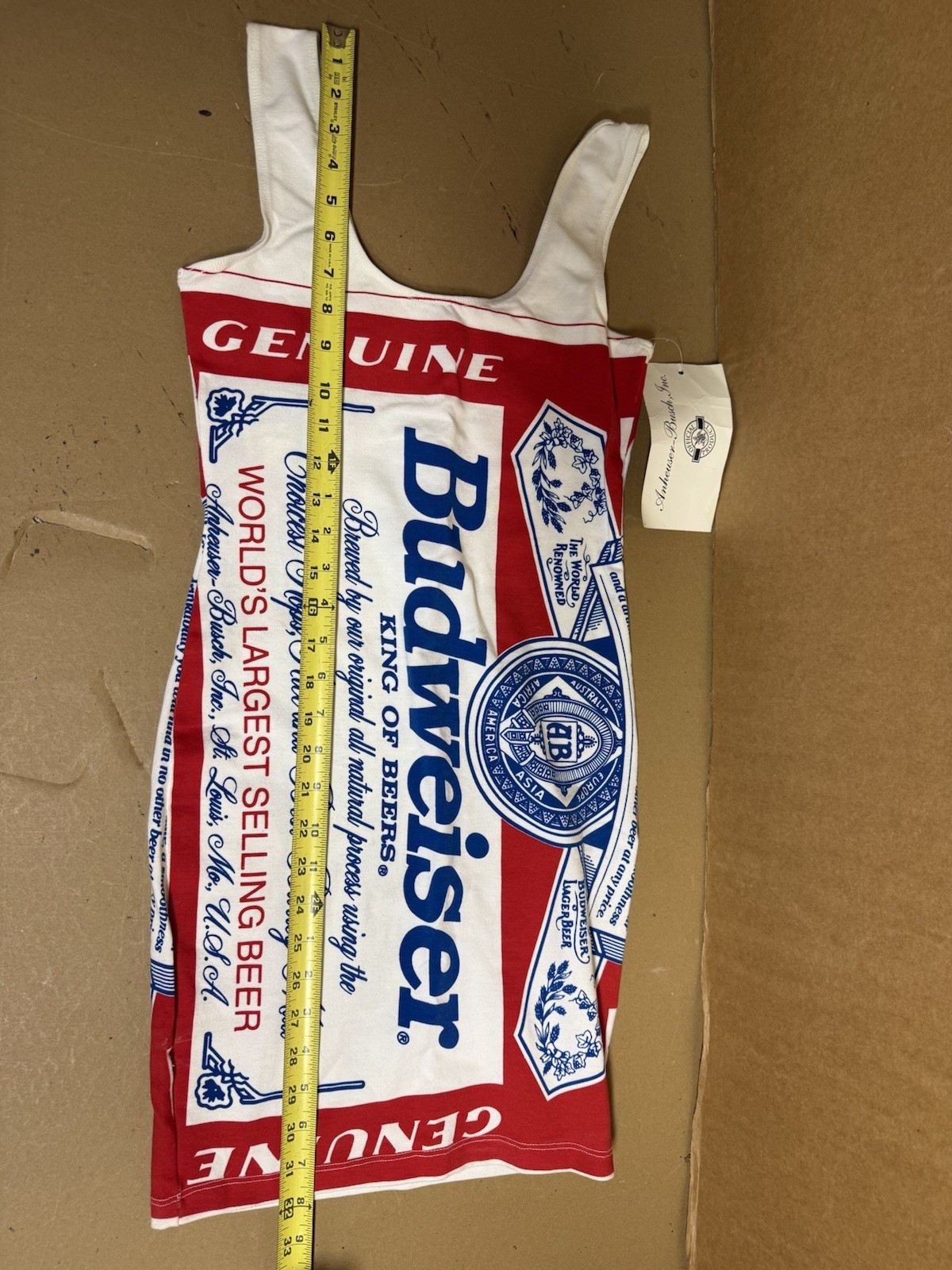 1980s Anheuser-Busch, Inc. Budweiser Logo Print Micro Dress Size 7 NEW W/ Tags!