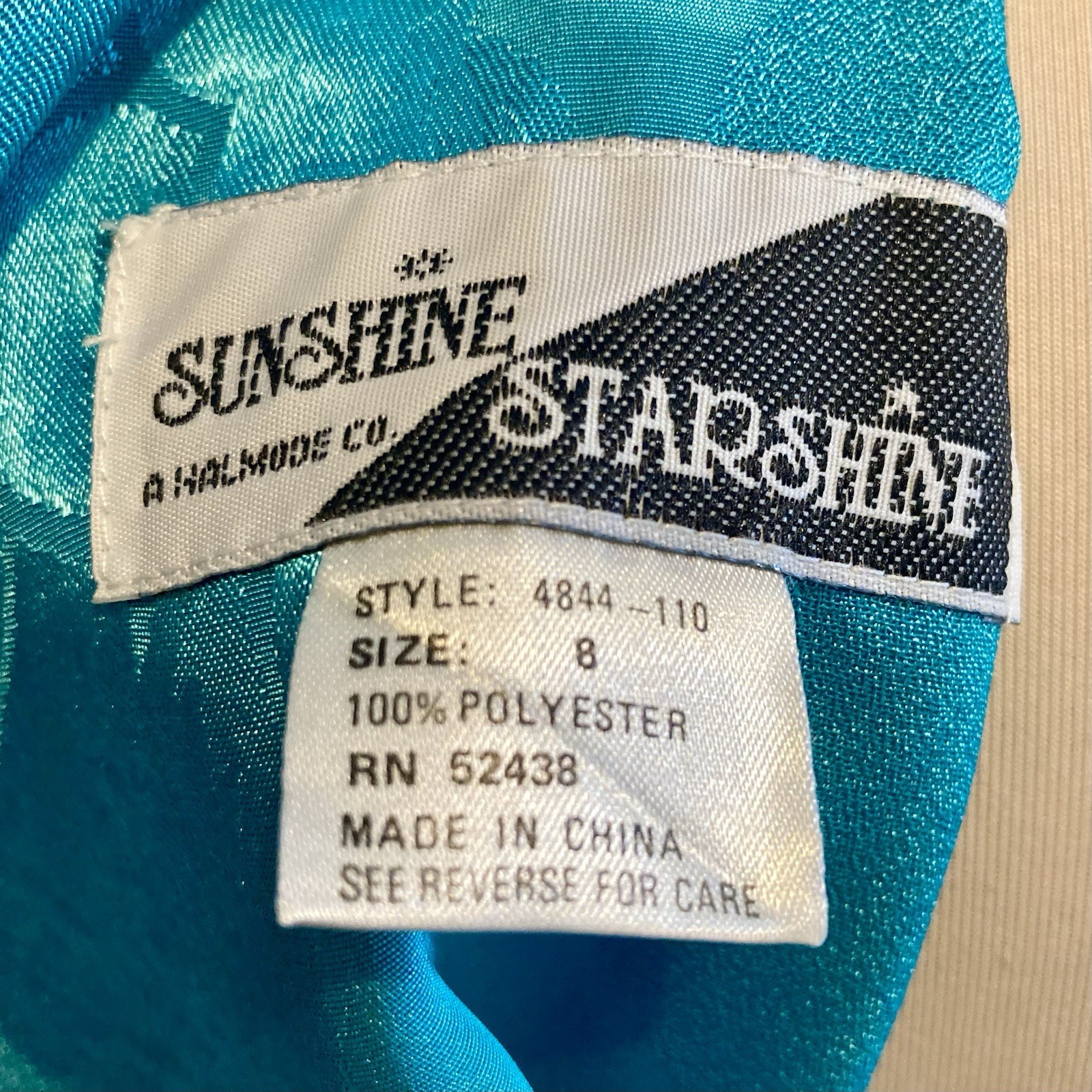 1980s Floral Teal Satin Midi Dress Quilted Belt Peter Pan Collar Wear To Work