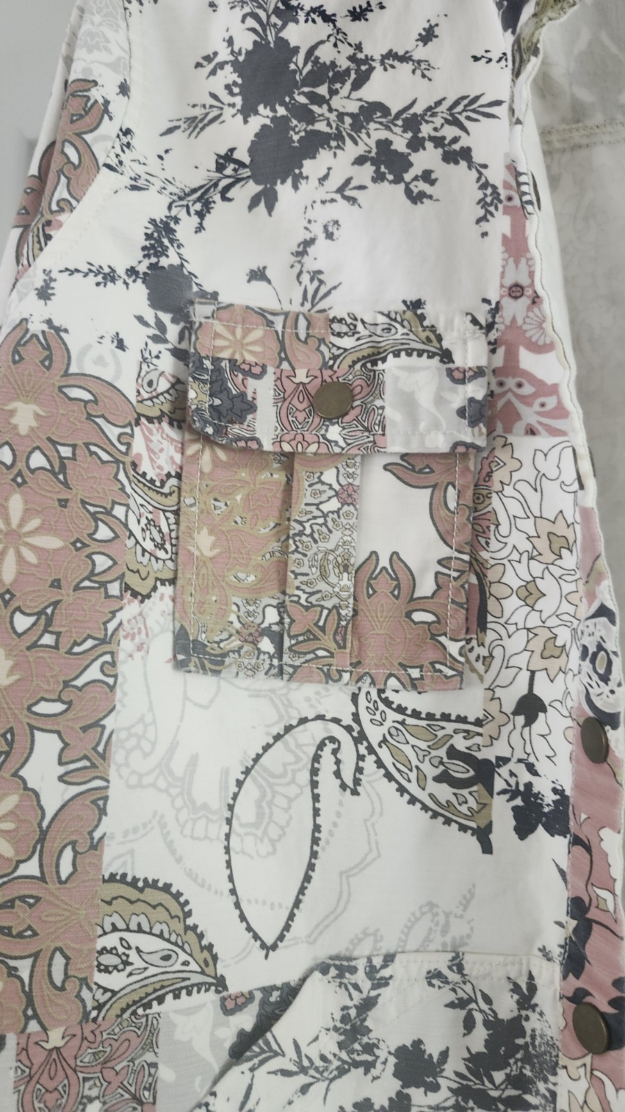 Cato Mixed Print Patchwork Button-Down Jacket/Shirt – Boho Style XL