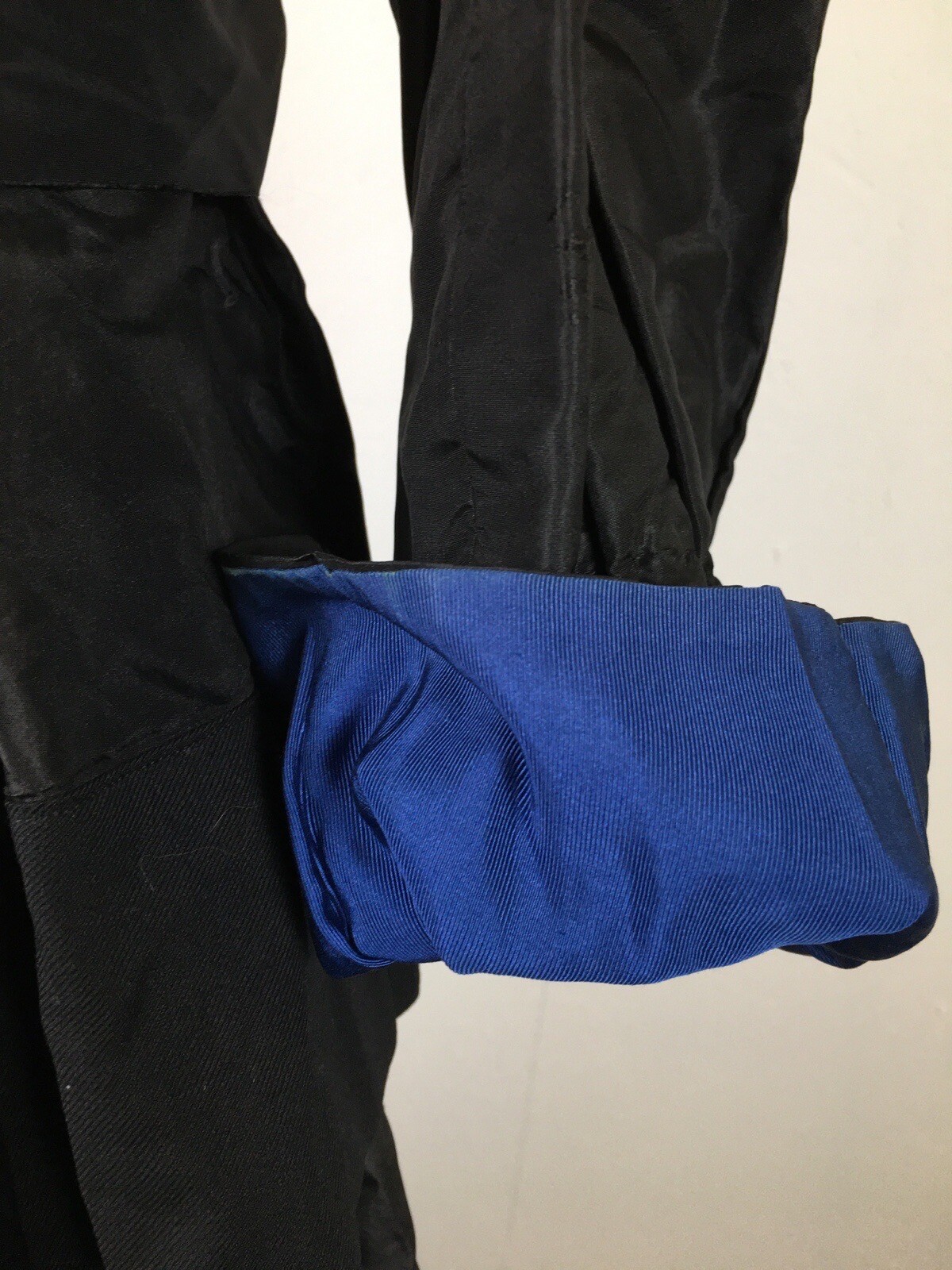 Exquisite Antique Edwardian Black & Blue Silk Walking Skirt Suit