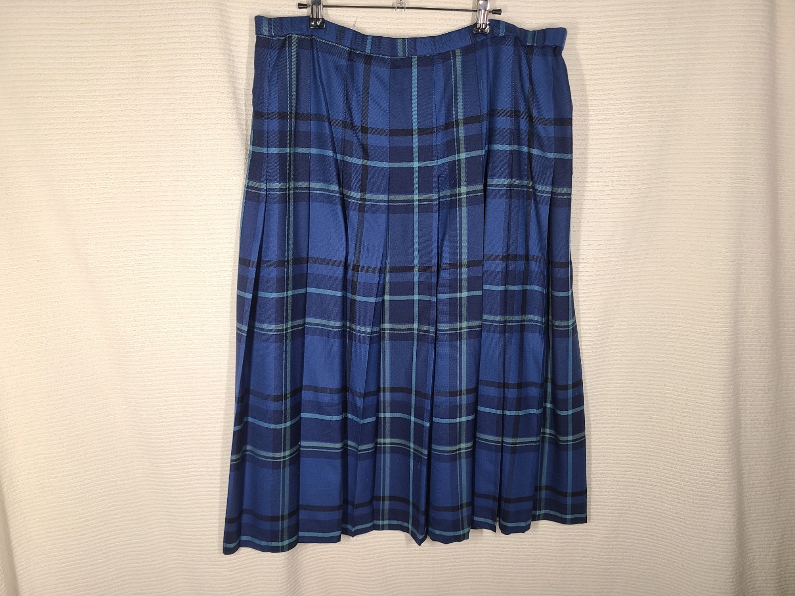 Pendleton Pleated Skirt Plus Size 18W New w Tags Blue Plaid 100% Wool Classic