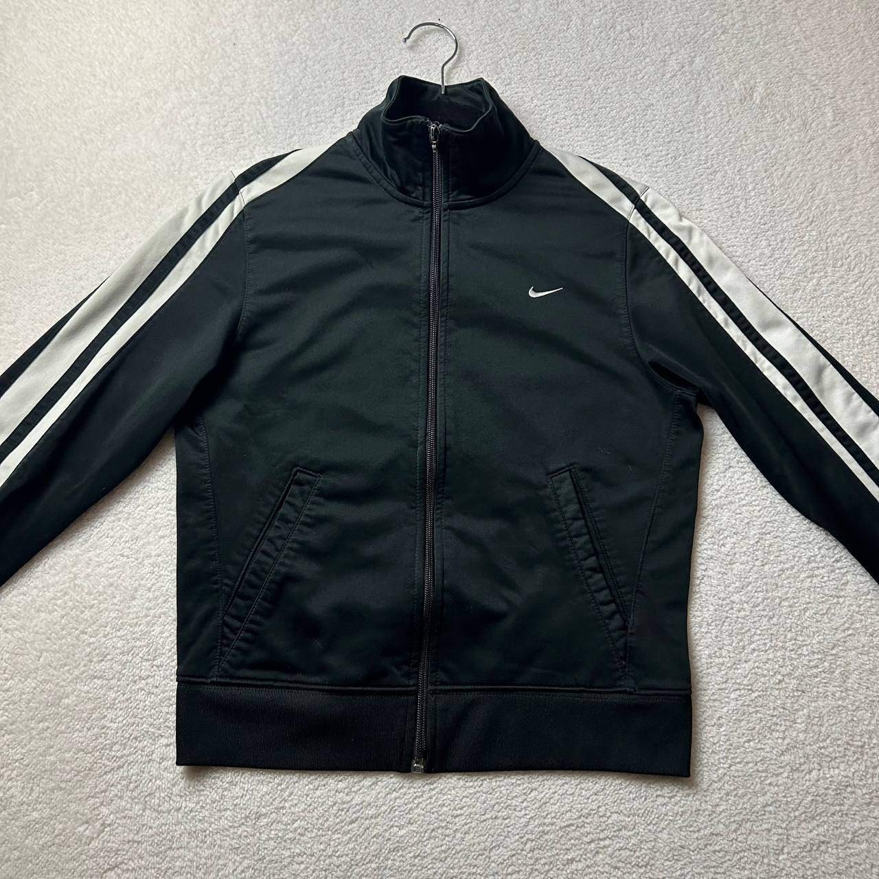 Vintage Nike Full Zip Track Jacket Swoosh Logo Size Medium Black Yellow Striped