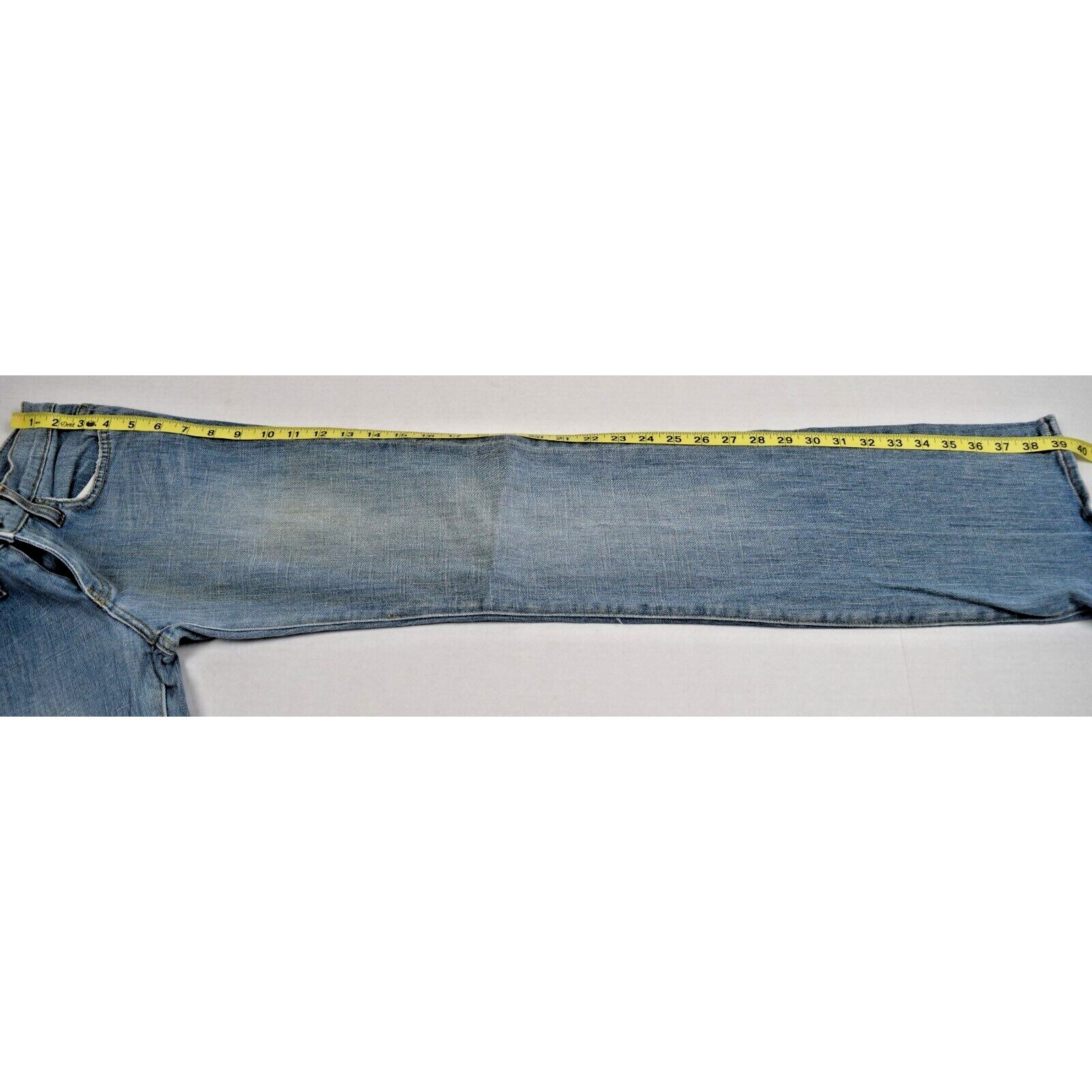 Vintage Guess Jeans Size 26 x 31.5 90s Light Blue Fade Low Rise Flare Made USA