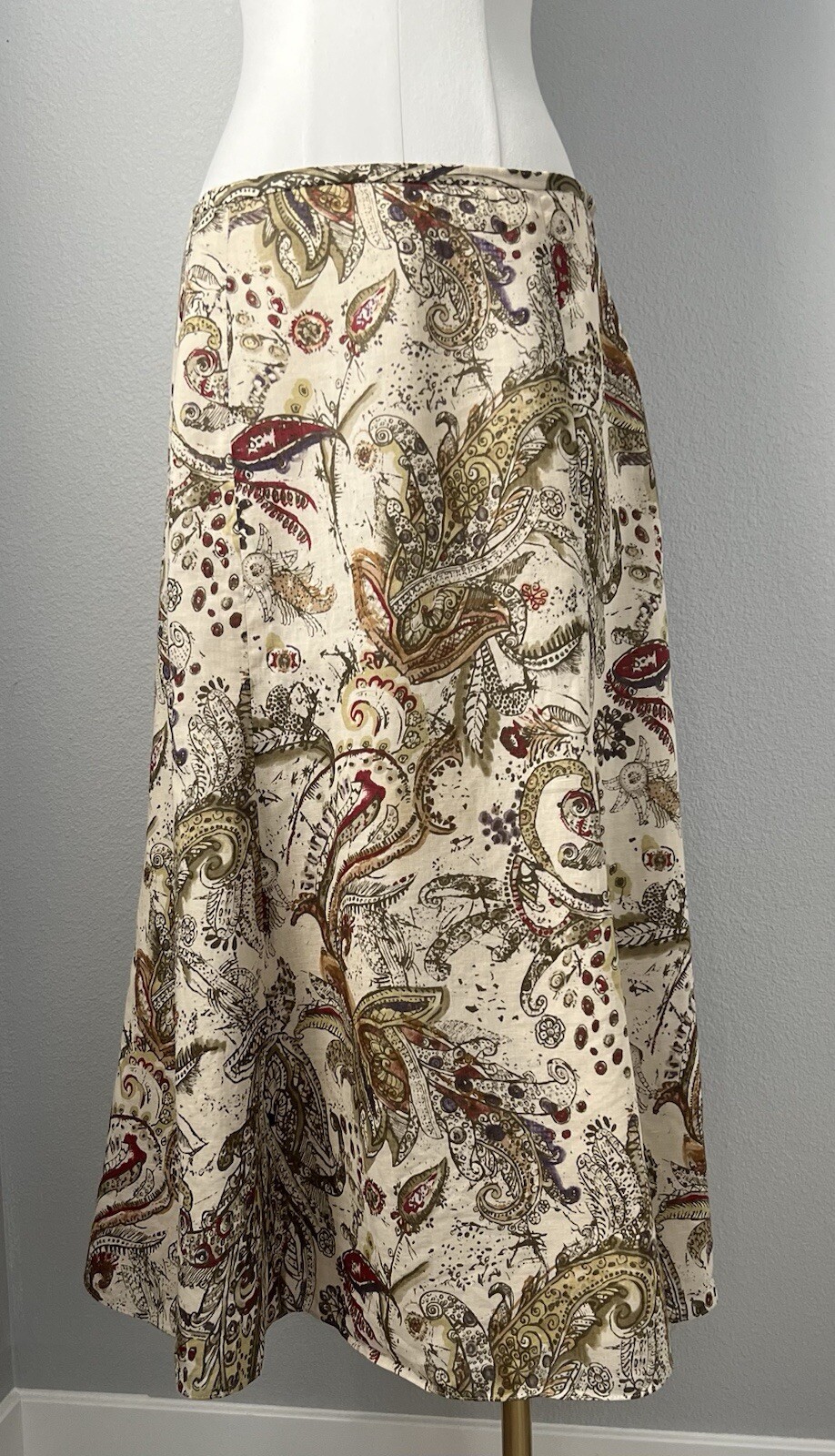 Vintage Y2K Jones Wear Paisley Fairycore Midi Skirt Size 12 Large