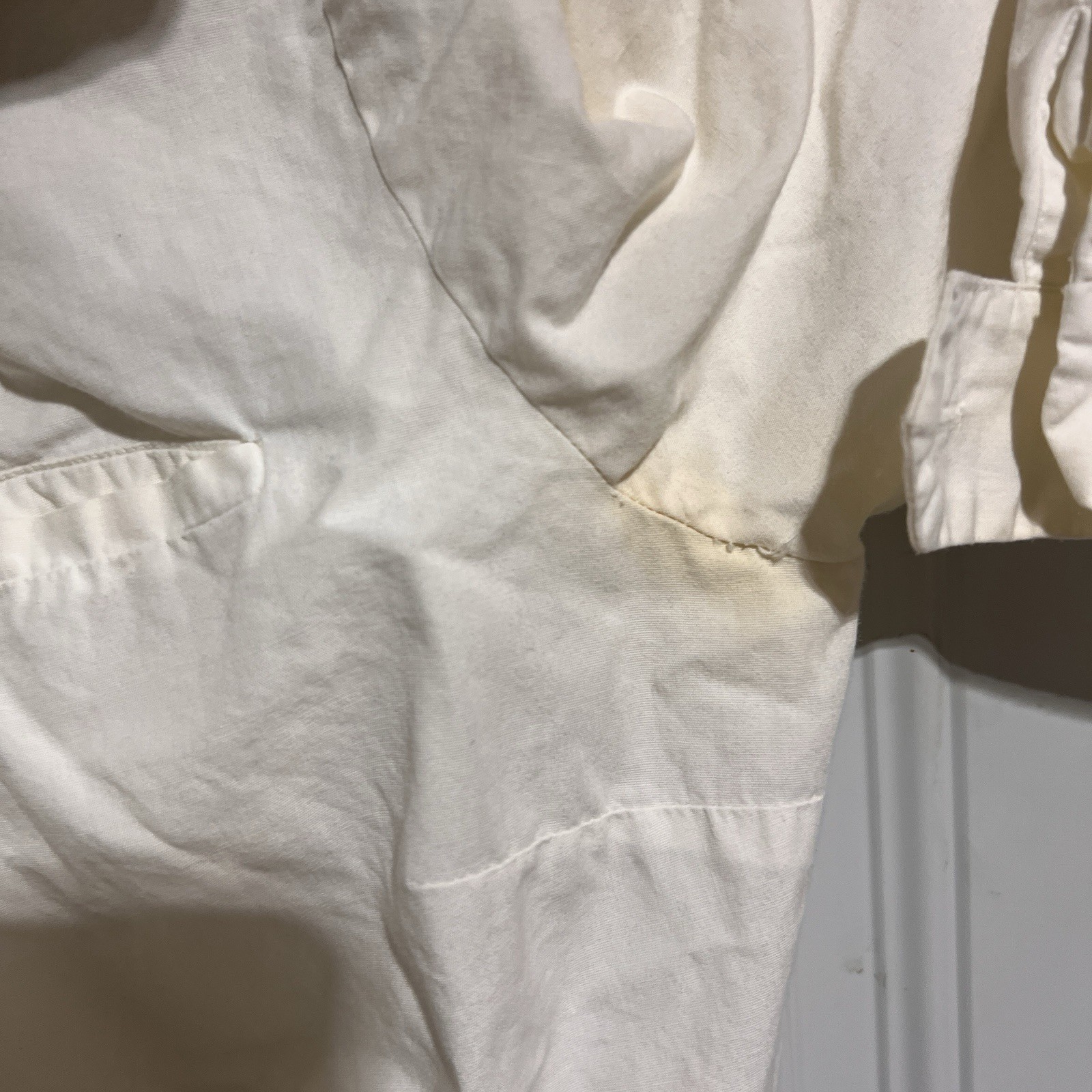 Nurse Uniform White Button Snap Front Dress Thin Vtg 1960s Medium Small *SPOTS*