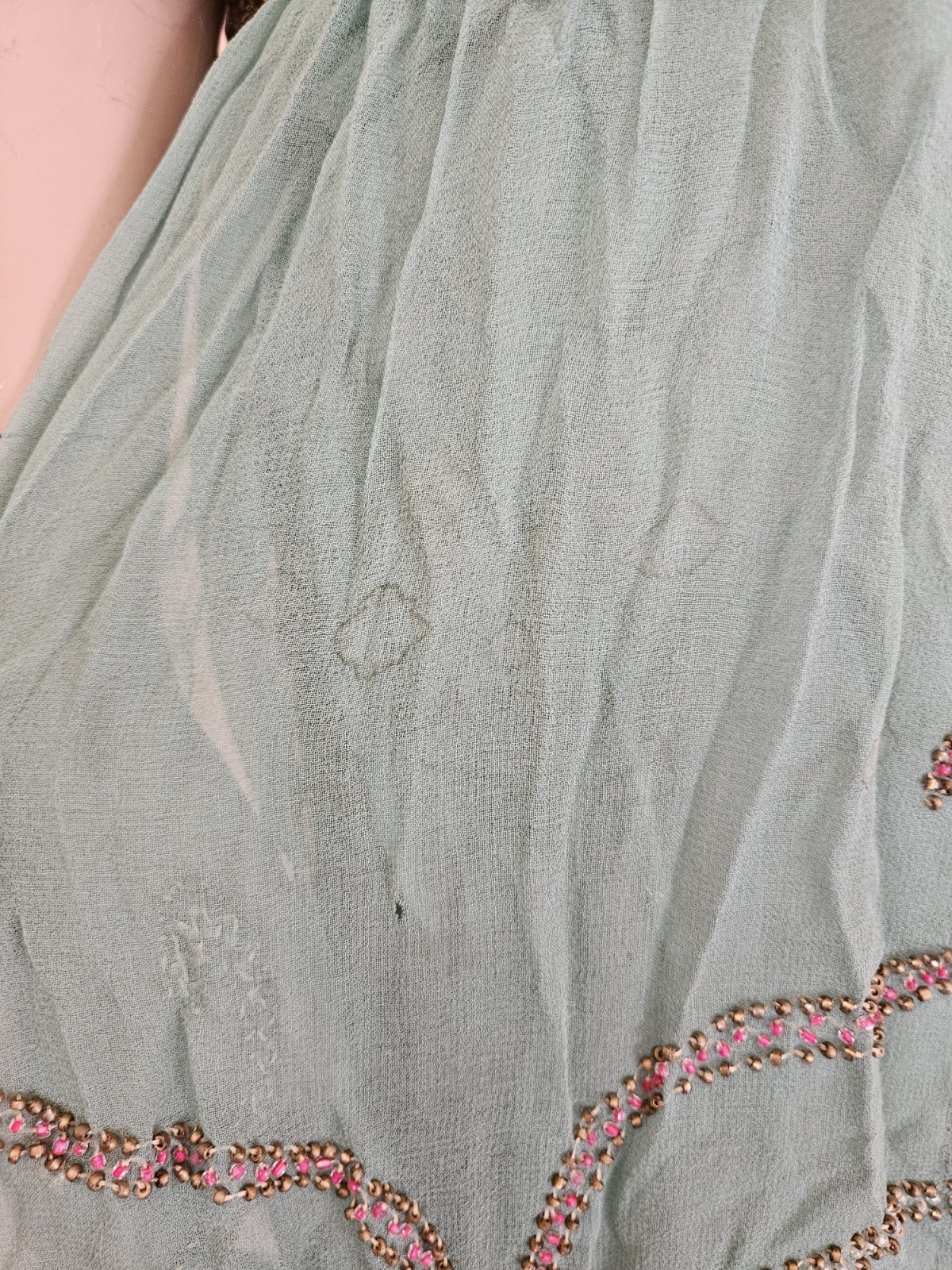 Antique 1920s French Beaded Flapper Dress Gold Lace Vintage Art Deco Bust 36