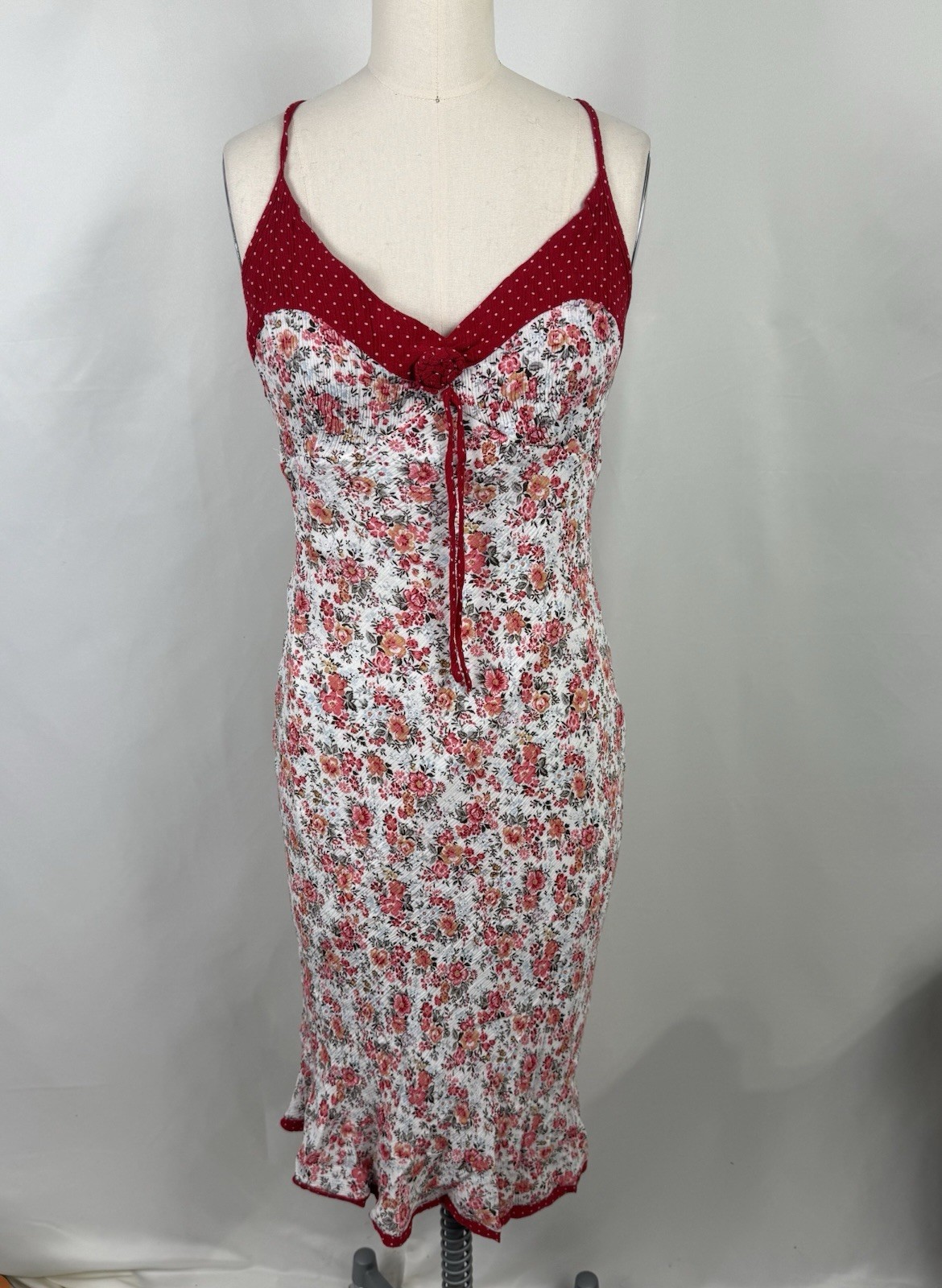 Vintage Newport News Size 14 Slip PolkaDot Floral Feminine Dress Elegant Simple