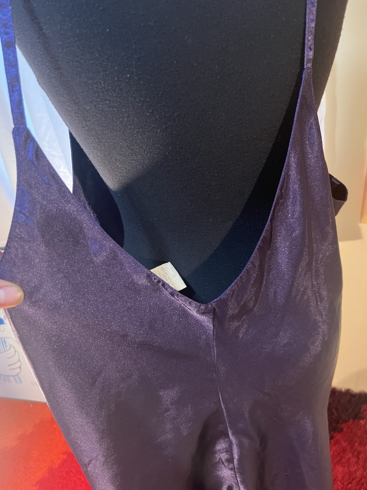 Vintage SATIN CHEMISE Delicate Treasures 3XL Slip Dress Lingerie Nightie Purple