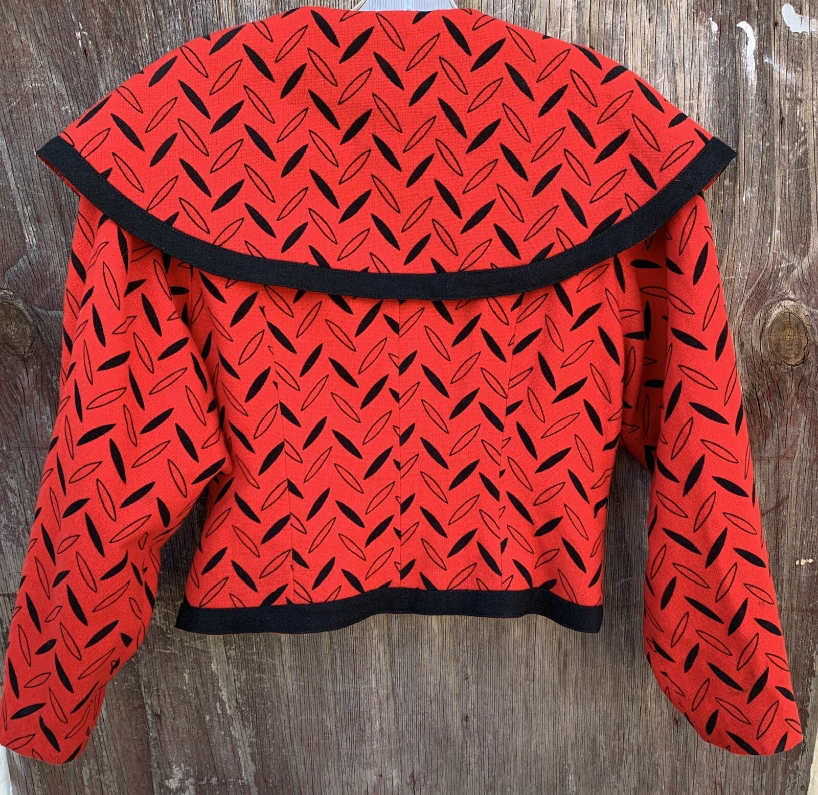 Vintage Rafaella Petites Blazer Jacket Red Black Geometric 80s 1980s Size 9
