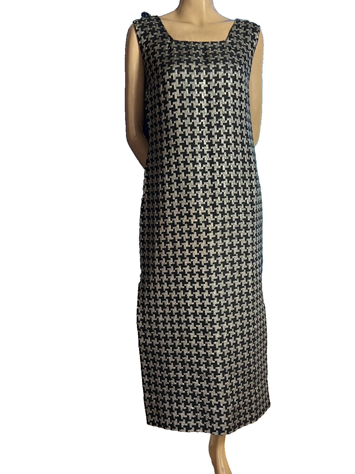 70s maxi dress black silver | handmade | brocade | disco look | size 38/40 |