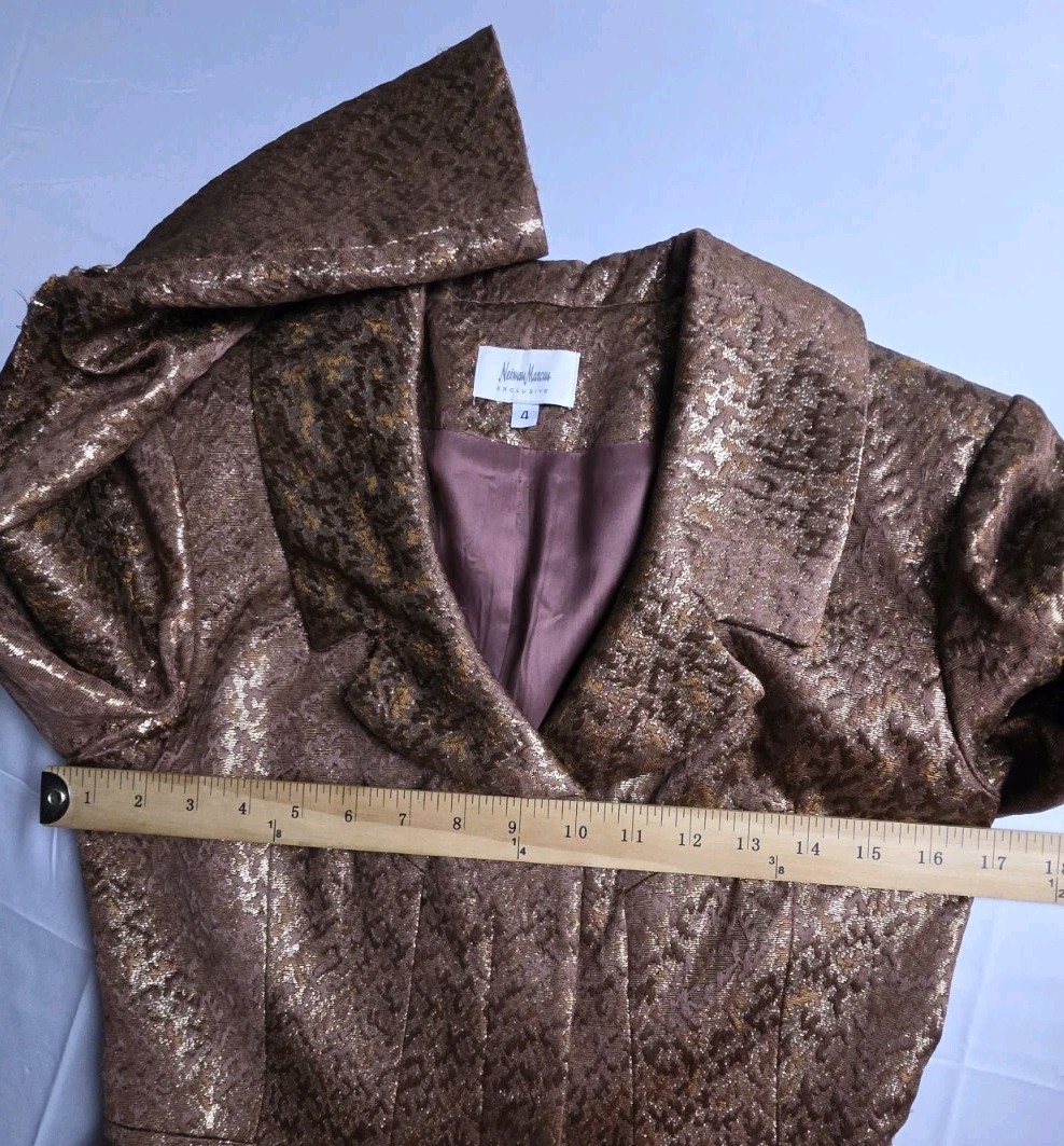 Vtg 80s Neiman Marcus Exclusive Metallic Brocade Skirt Suit Women 4 Dynasty Glam
