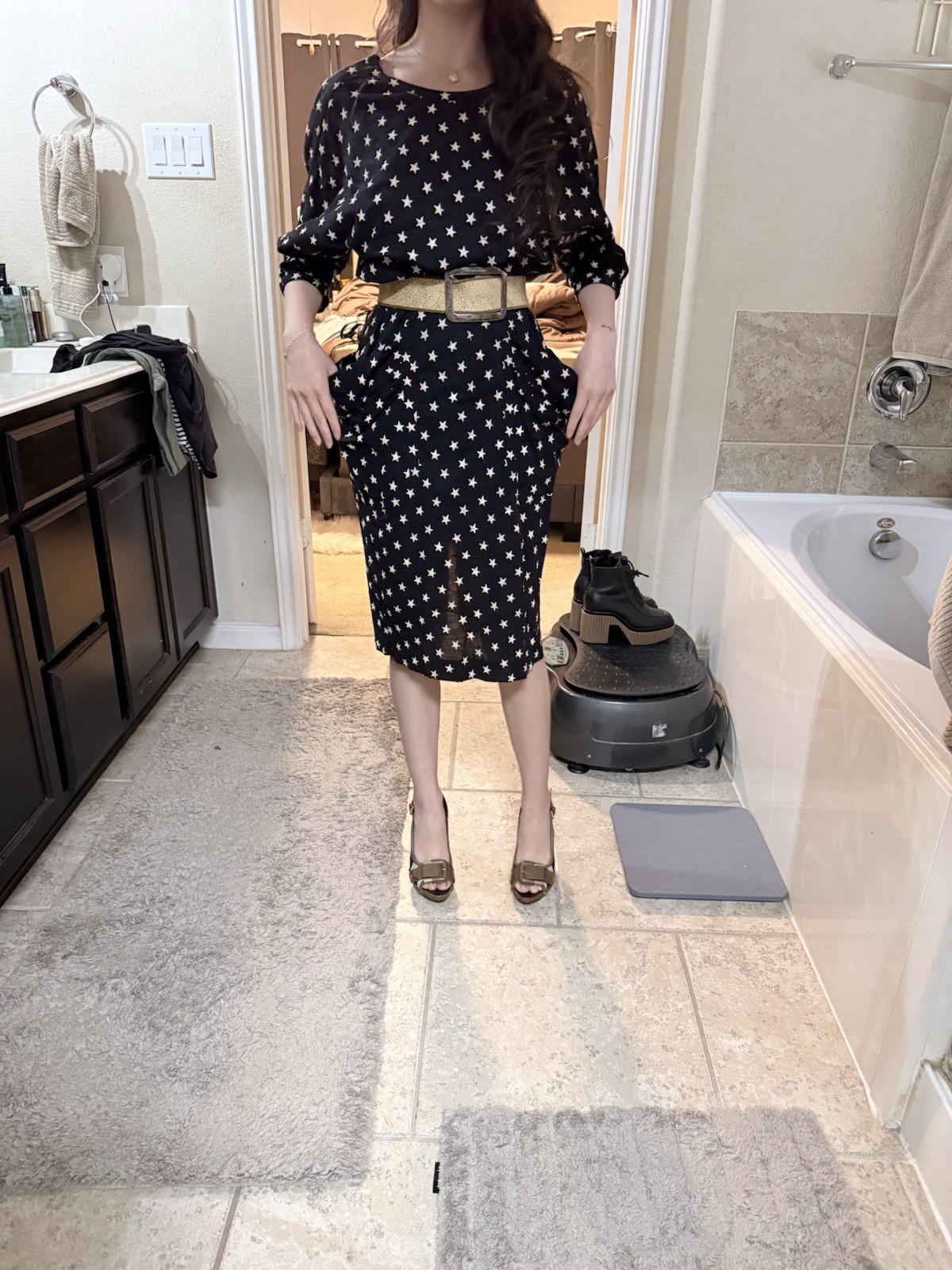 1980&rsquo;s FENDI Knee Length Geometric Dress – UK 42