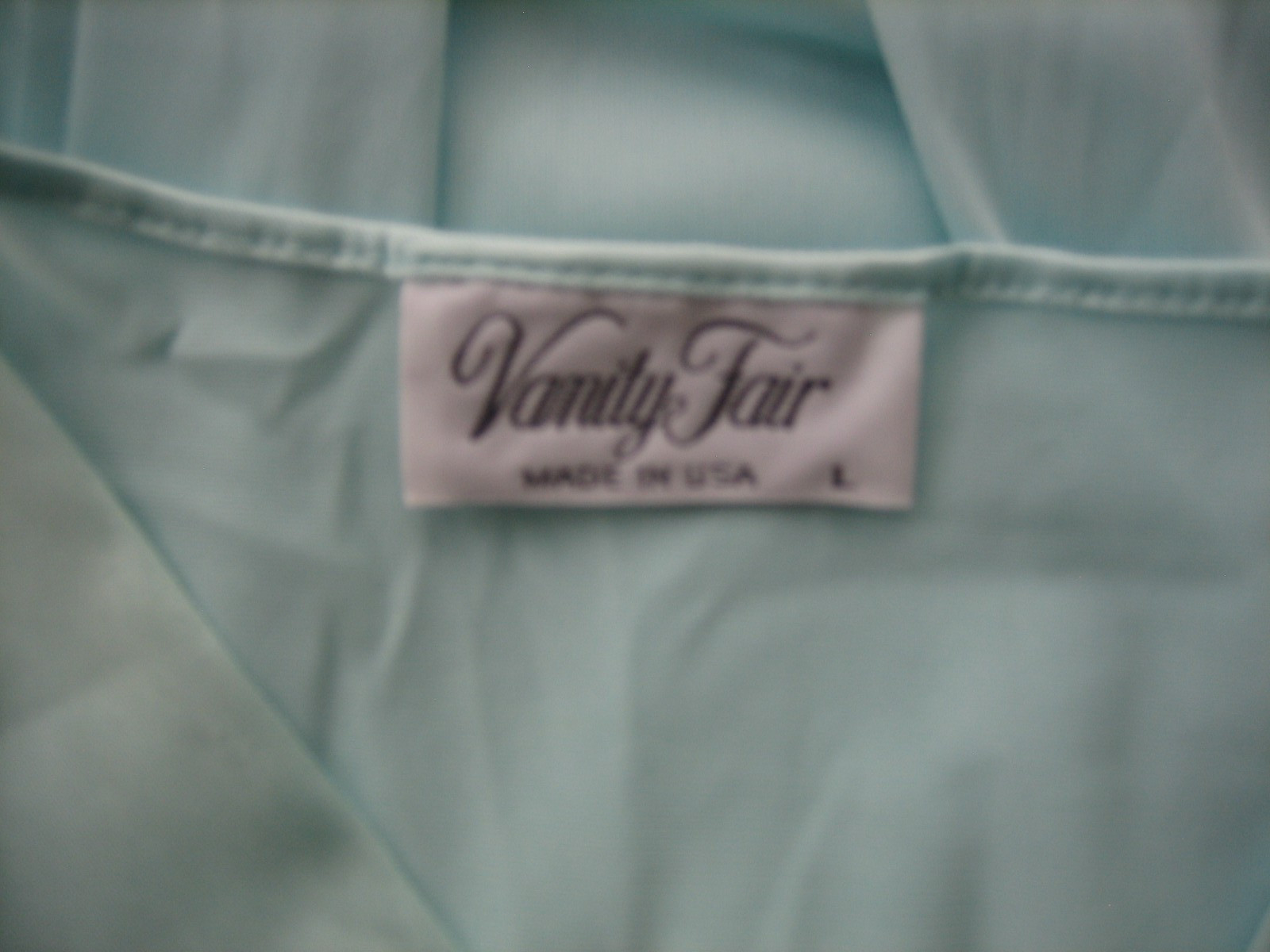 Vtg Vanity Fair Aqua Nylon Nightgown Slip Dress Sleeveless Size L Made in USA