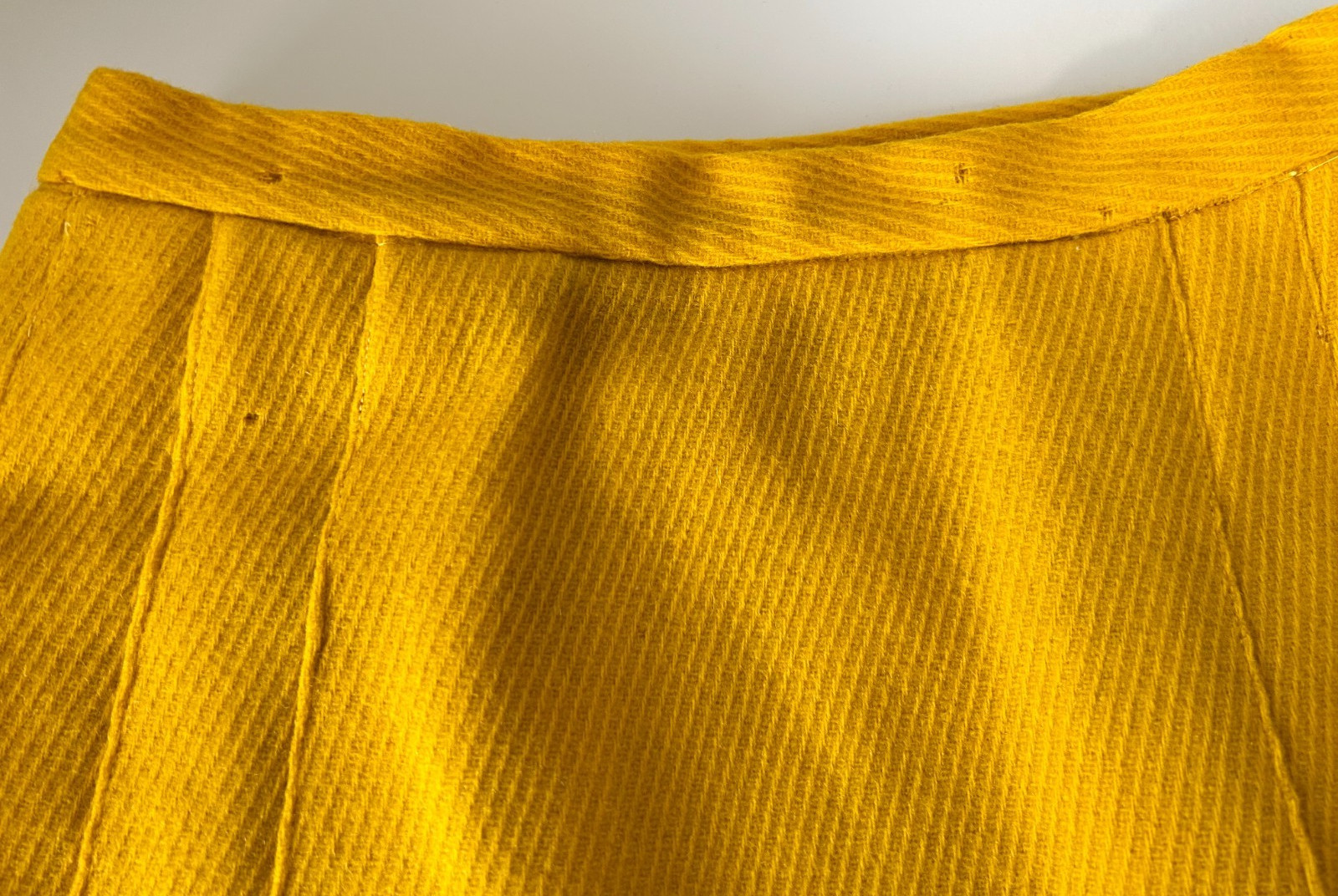 60s Wool Skirt & Cape Set Size Small Yellow Ribbed Lined Covered Button Placket